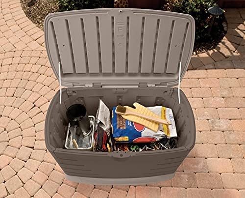 image:imageRubbermaid Extra Large Resin Outdoor Storage Deck Box with Seat 120 Gal Weather Resistant Brown Deck Organization for HomeBackyardPool ChemicalsToysGarden ToolsPorchPatio CushionsMedium