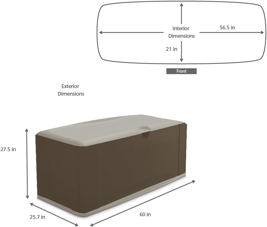 image:imageRubbermaid Extra Large Resin Outdoor Storage Deck Box with Seat 120 Gal Weather Resistant Brown Deck Organization for HomeBackyardPool ChemicalsToysGarden ToolsPorchPatio CushionsExtra Large
