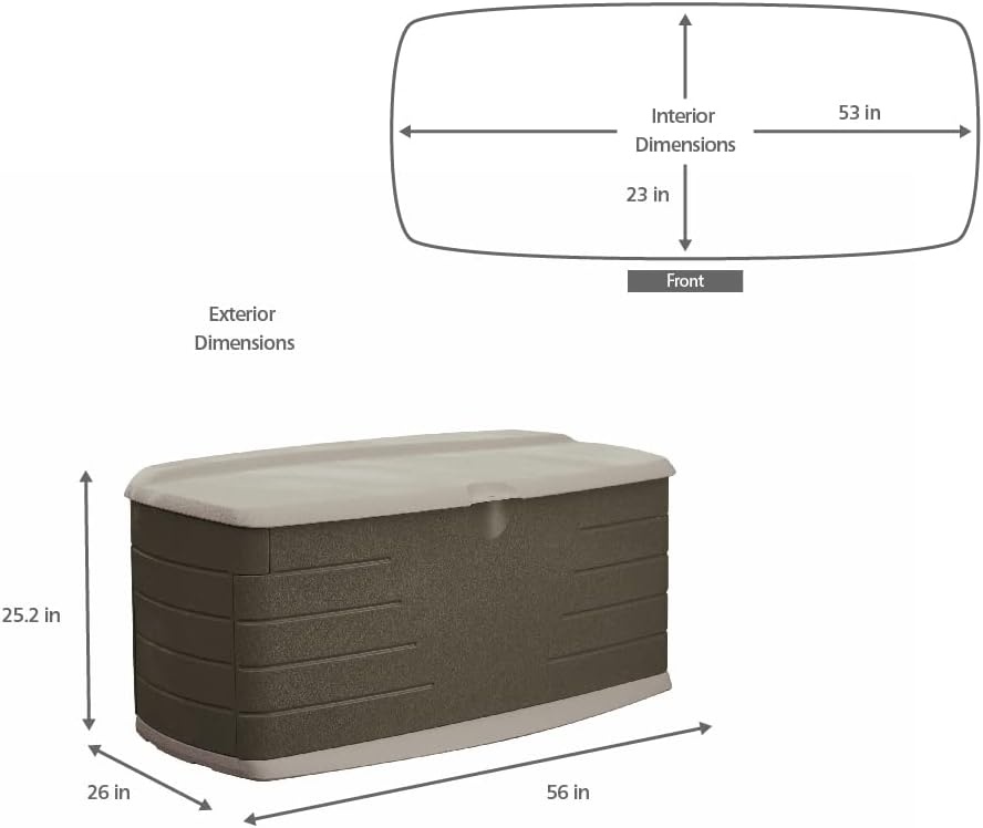 image:imageRubbermaid Extra Large Resin Outdoor Storage Deck Box with Seat 120 Gal Weather Resistant Brown Deck Organization for HomeBackyardPool ChemicalsToysGarden ToolsPorchPatio CushionsLarge