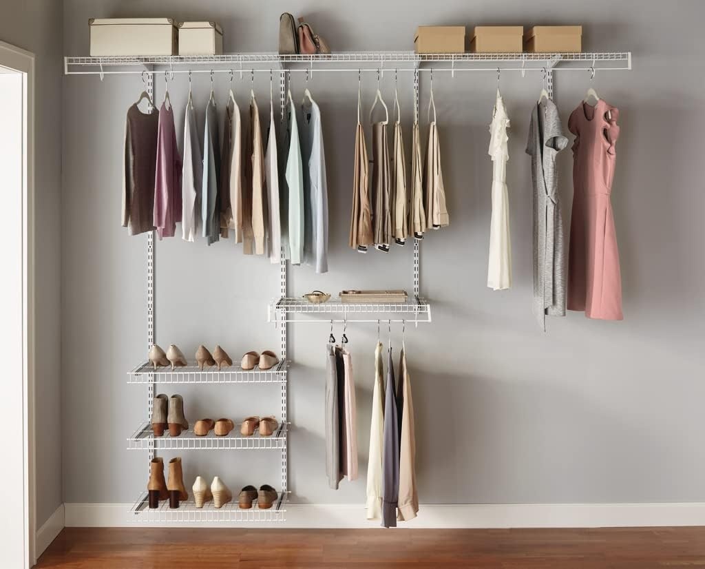 image:imageRubbermaid FastTrack MultiPurpose Closet Shelving Kit White Adjustable Pantry StorageOrganization for your ClothesShoesFoodCleaning Supplies48 Feet
