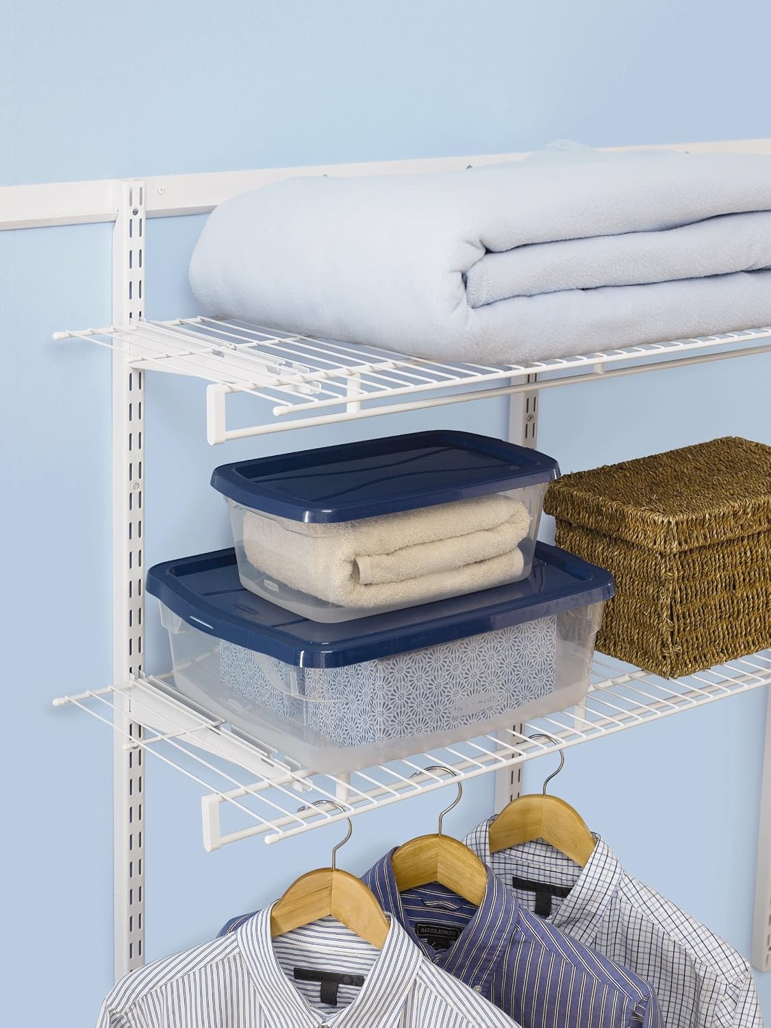 image:imageRubbermaid FastTrack MultiPurpose Closet Shelving Kit White Adjustable Pantry StorageOrganization for your ClothesShoesFoodCleaning Supplies57 Feet