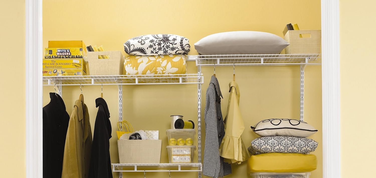 image:imageRubbermaid FastTrack MultiPurpose Closet Shelving Kit White Adjustable Pantry StorageOrganization for your ClothesShoesFoodCleaning Supplies57 Feet