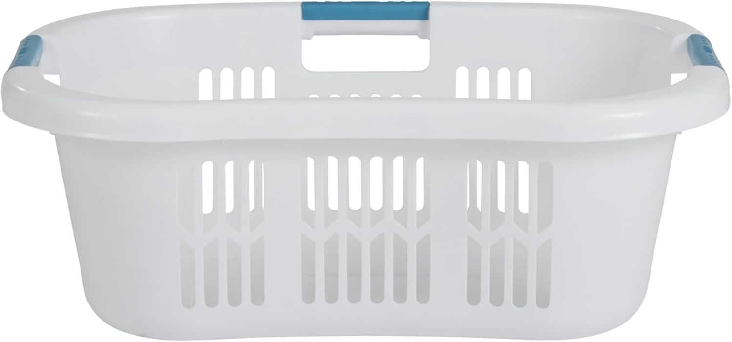 image:imageRubbermaid Large HipHugger Laundry BasketHamper 15Bushel White Stackable Storage BinOrganizer for BathroomBedroomDormHome15 Bushel