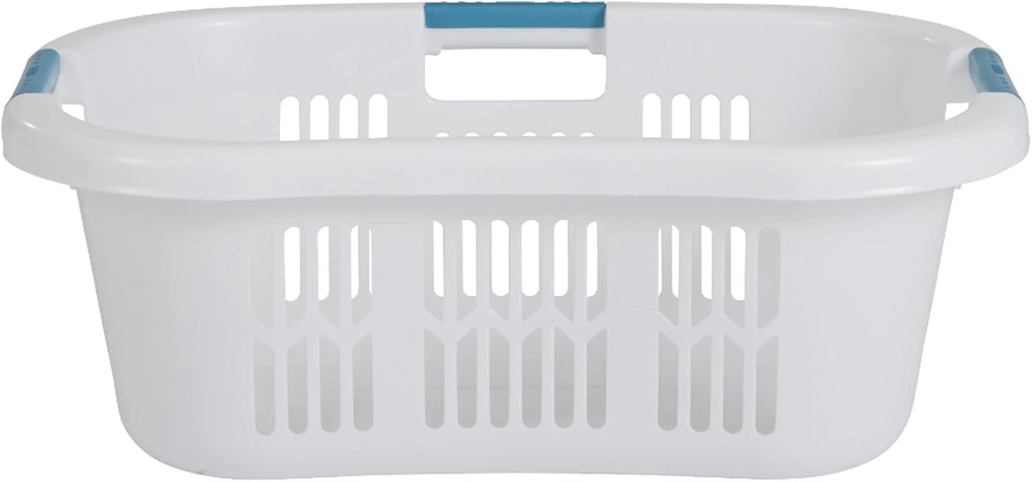 image:imageRubbermaid Large HipHugger Laundry BasketHamper 15Bushel White Stackable Storage BinOrganizer for BathroomBedroomDormHome21 Bushel