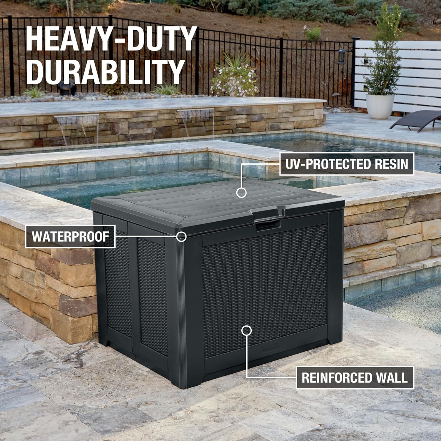image:imageRubbermaid Medium Resin Outdoor Storage Deck Box 74 Gal Weather Resistant Gray Deck Organization for HomeBackyardPool ChemicalsToysGarden ToolsPorchPatio CushionsCharcoal
