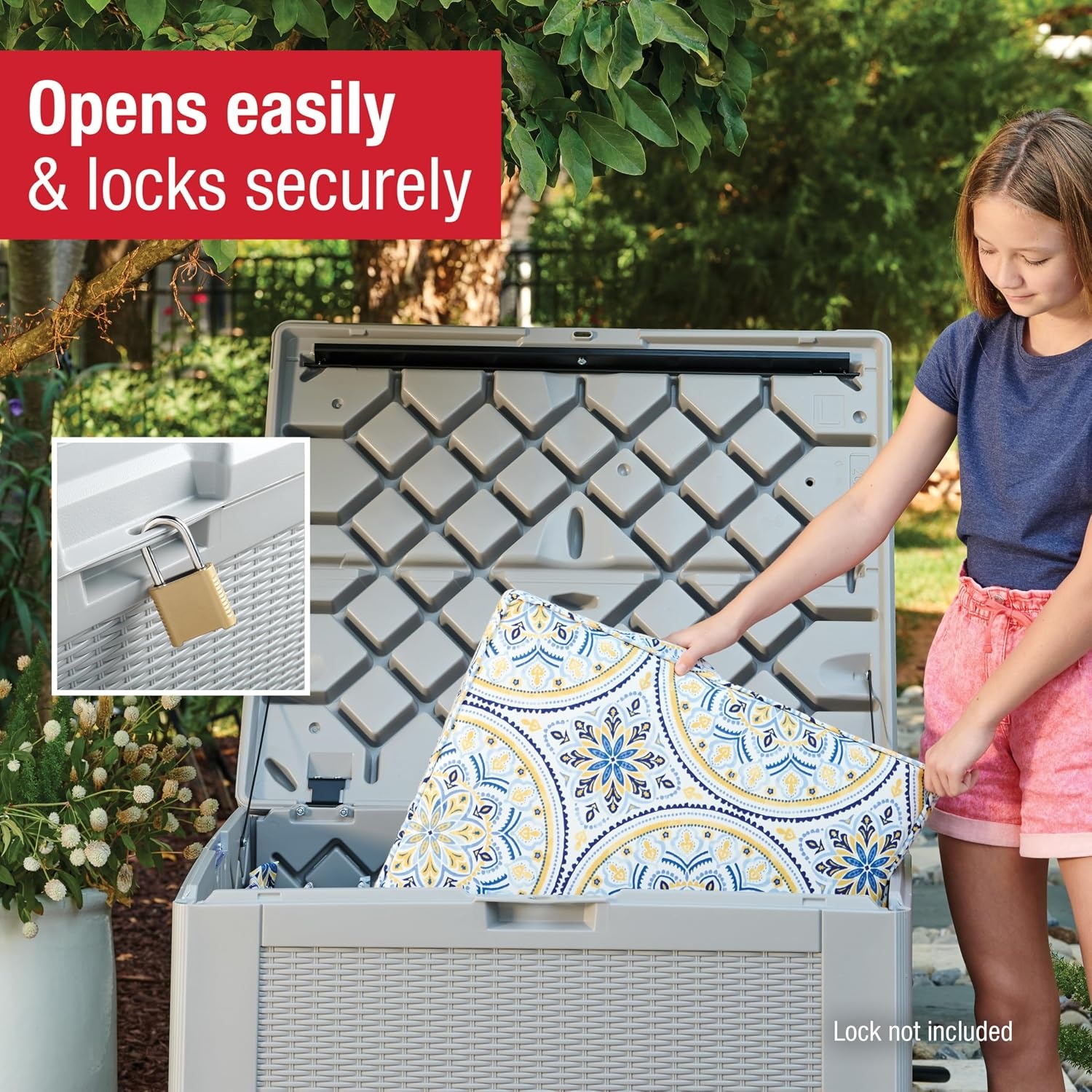 image:imageRubbermaid Medium Resin Outdoor Storage Deck Box 74 Gal Weather Resistant Gray Deck Organization for HomeBackyardPool ChemicalsToysGarden ToolsPorchPatio CushionsGray