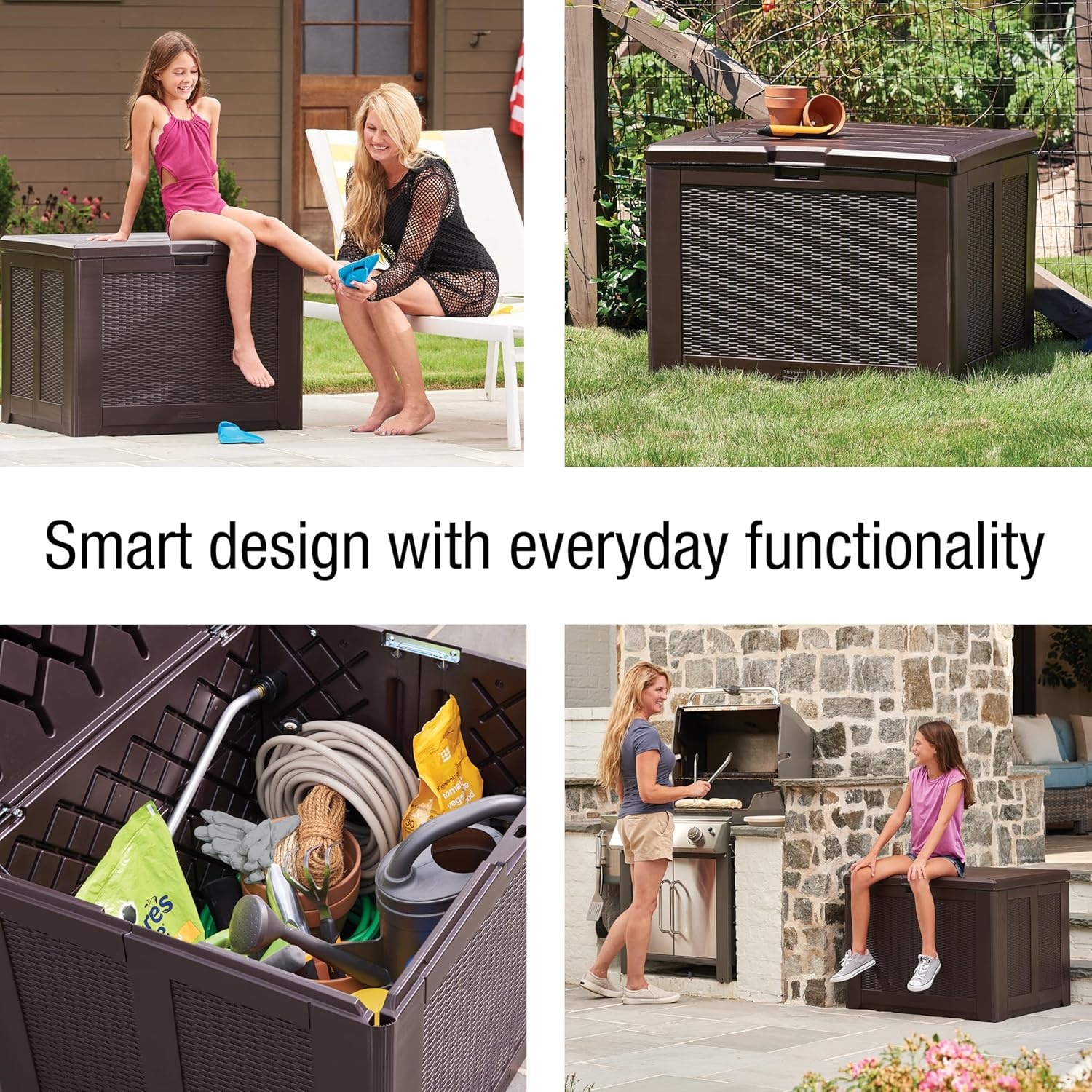 image:imageRubbermaid Medium Resin Outdoor Storage Deck Box 74 Gal Weather Resistant Gray Deck Organization for HomeBackyardPool ChemicalsToysGarden ToolsPorchPatio CushionsBrown