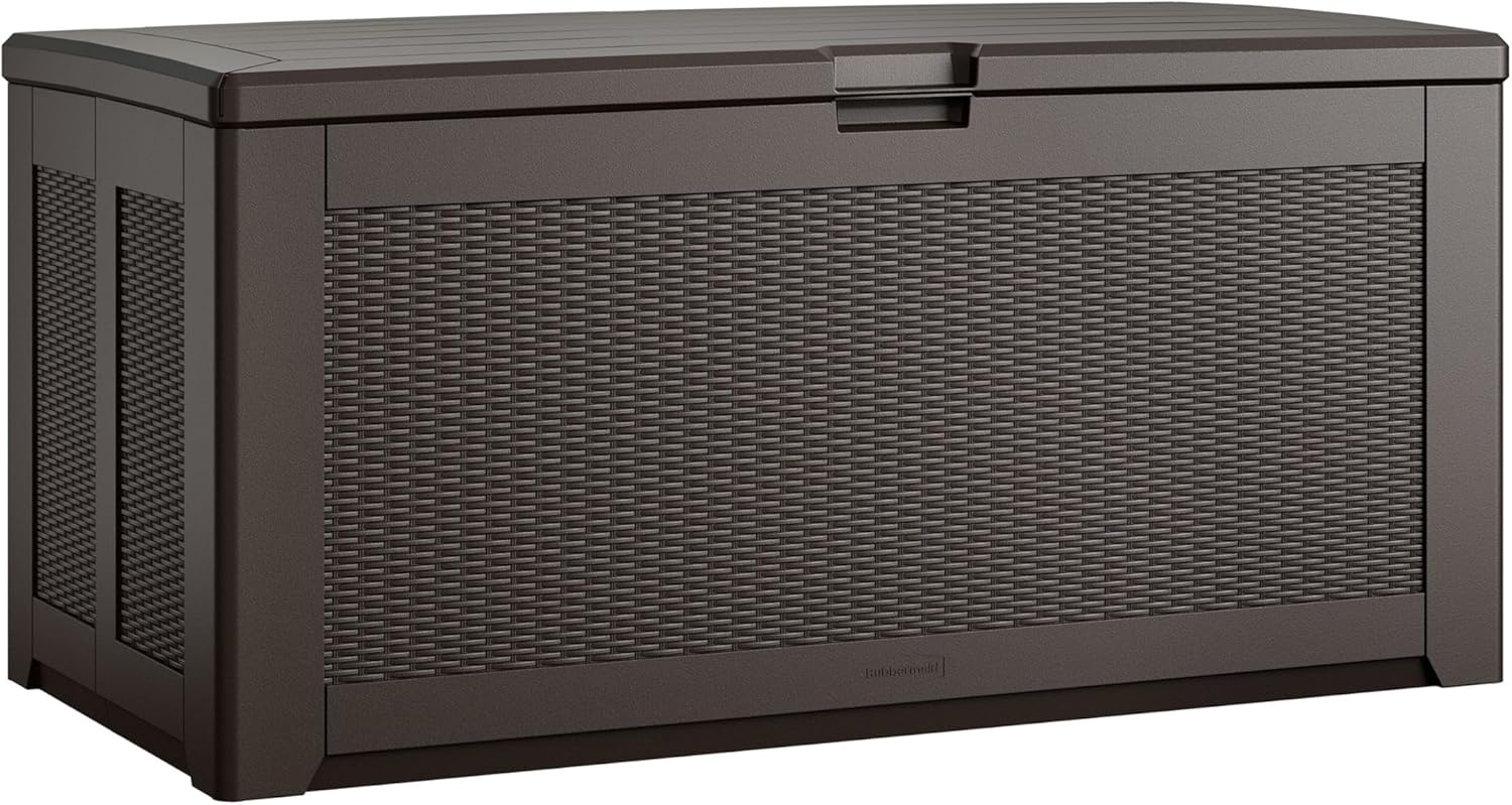 image:imageRubbermaid Medium Resin Outdoor Storage Deck Box 74 Gal Weather Resistant Gray Deck Organization for HomeBackyardPool ChemicalsToysGarden ToolsPorchPatio CushionsBrown