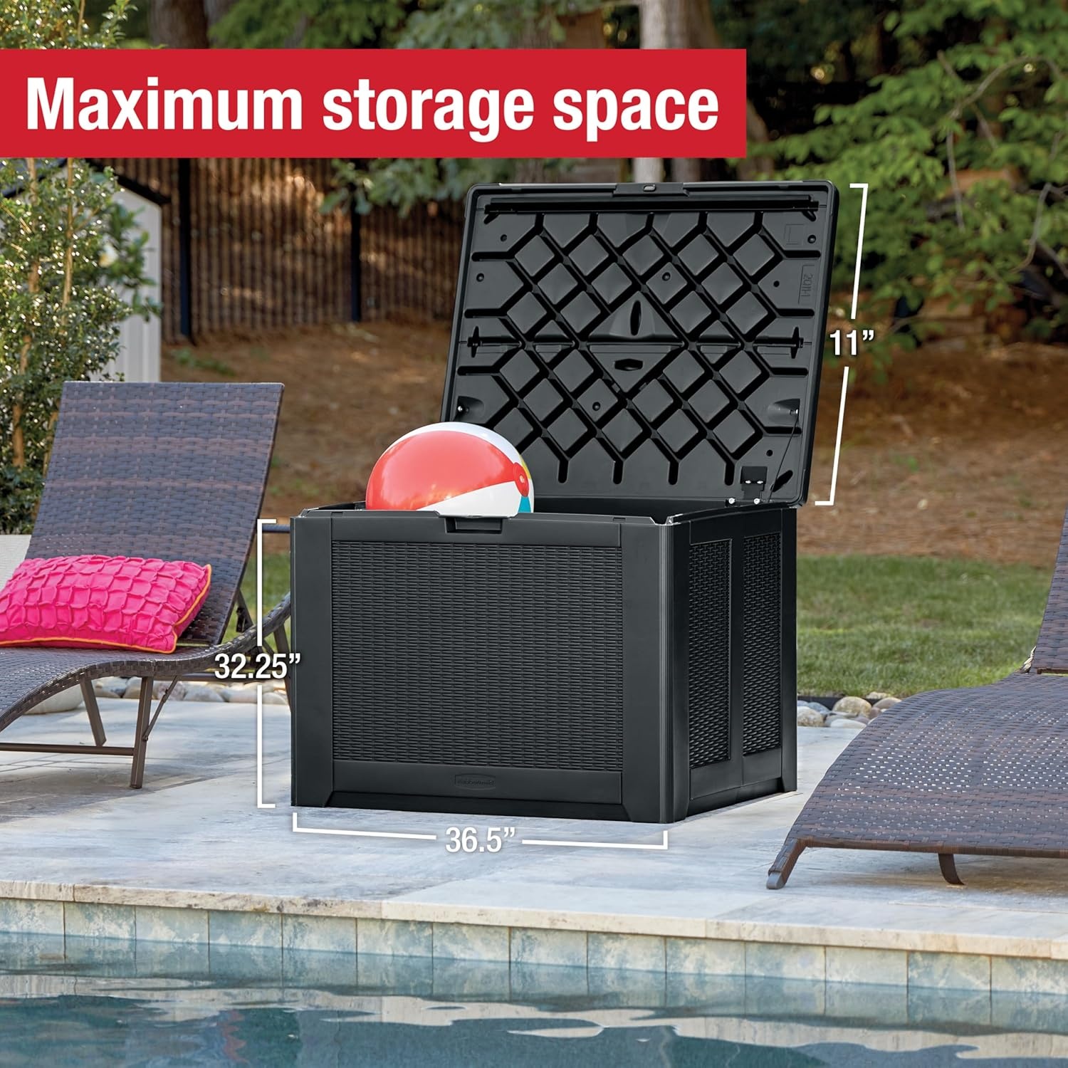 image:imageRubbermaid Medium Resin Outdoor Storage Deck Box 74 Gal Weather Resistant Gray Deck Organization for HomeBackyardPool ChemicalsToysGarden ToolsPorchPatio CushionsCharcoal