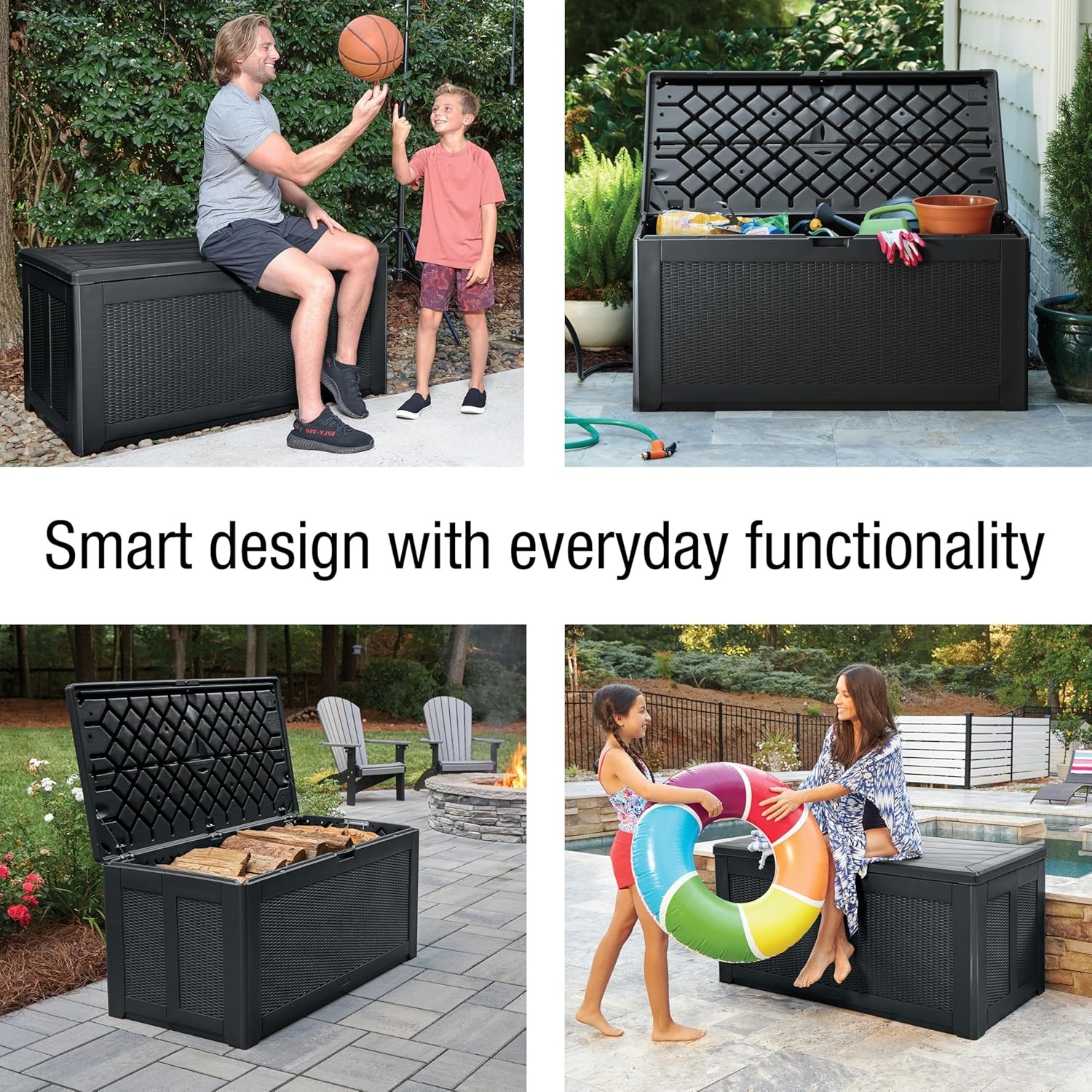 image:imageRubbermaid Medium Resin Outdoor Storage Deck Box 74 Gal Weather Resistant Gray Deck Organization for HomeBackyardPool ChemicalsToysGarden ToolsPorchPatio CushionsCharcoal