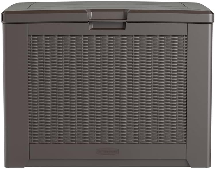 image:imageRubbermaid Medium Resin Outdoor Storage Deck Box 74 Gal Weather Resistant Gray Deck Organization for HomeBackyardPool ChemicalsToysGarden ToolsPorchPatio CushionsBrown