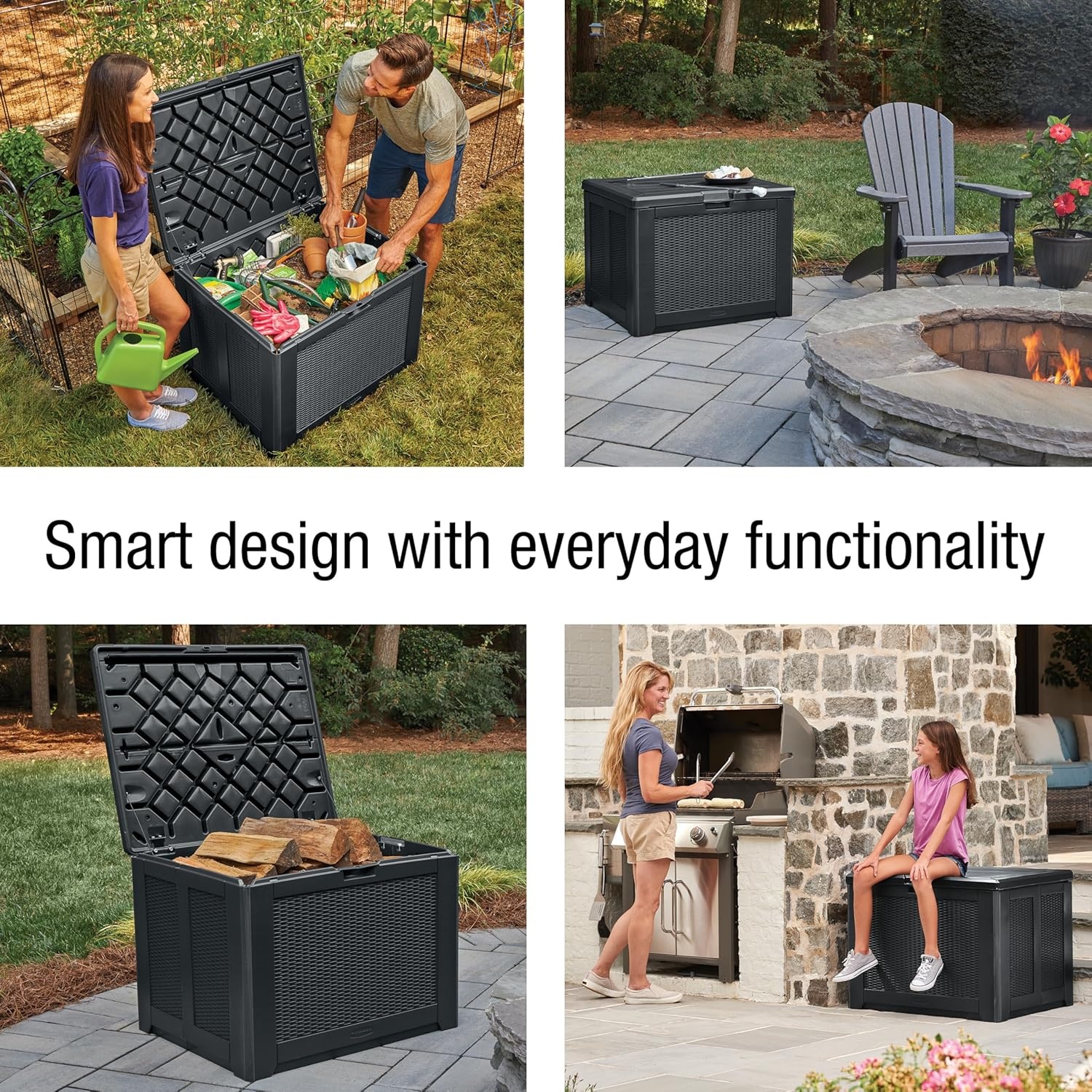 image:imageRubbermaid Medium Resin Outdoor Storage Deck Box 74 Gal Weather Resistant Gray Deck Organization for HomeBackyardPool ChemicalsToysGarden ToolsPorchPatio CushionsCharcoal