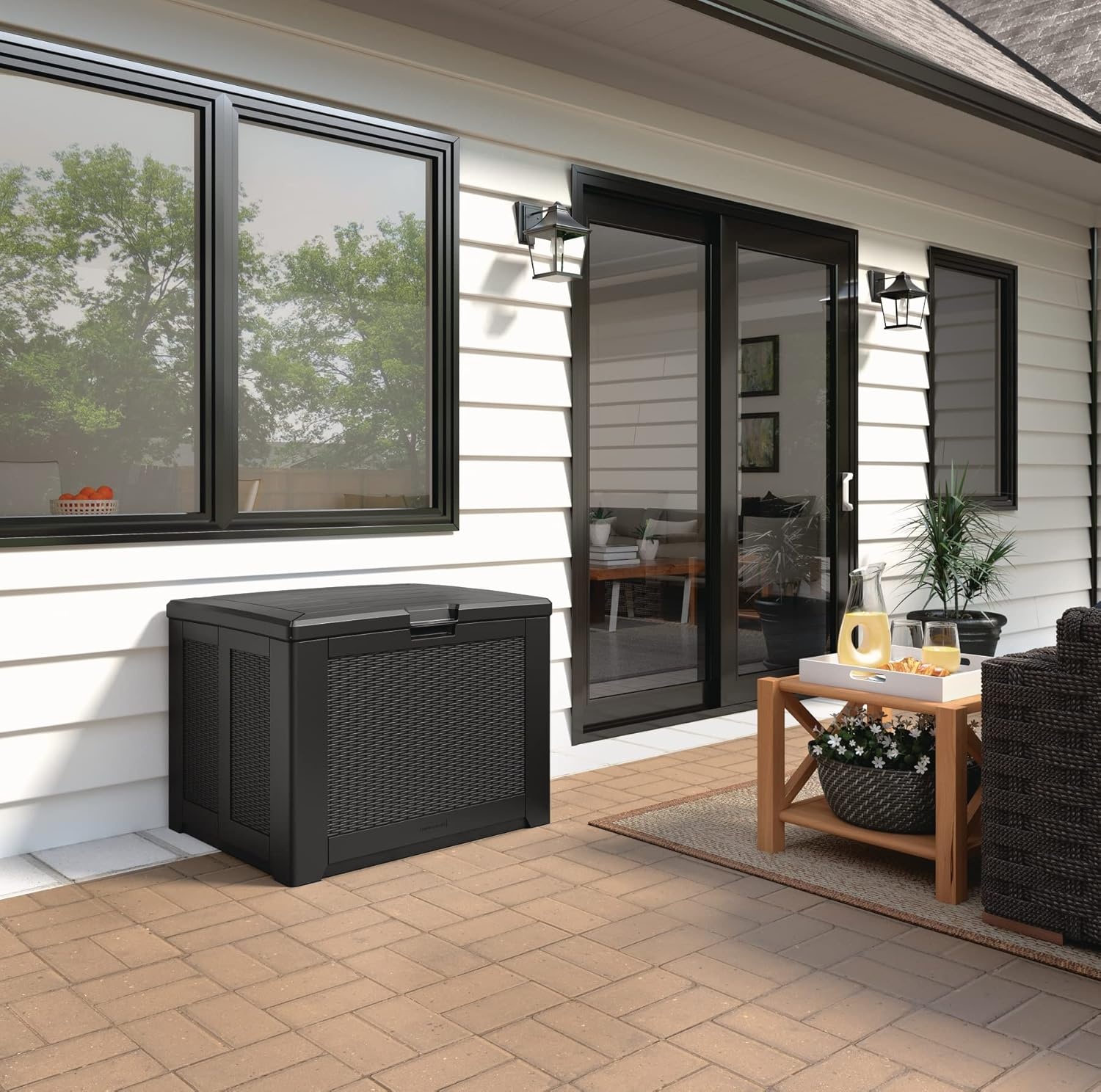 image:imageRubbermaid Medium Resin Outdoor Storage Deck Box 74 Gal Weather Resistant Gray Deck Organization for HomeBackyardPool ChemicalsToysGarden ToolsPorchPatio CushionsCharcoal
