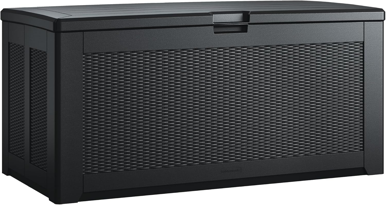 image:imageRubbermaid Medium Resin Outdoor Storage Deck Box 74 Gal Weather Resistant Gray Deck Organization for HomeBackyardPool ChemicalsToysGarden ToolsPorchPatio CushionsCharcoal