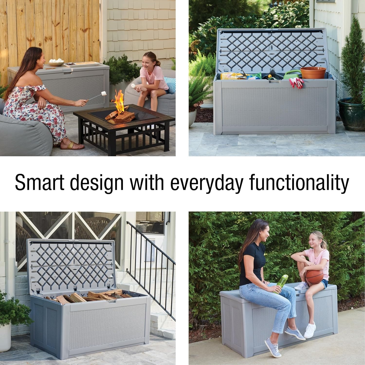 image:imageRubbermaid Medium Resin Outdoor Storage Deck Box 74 Gal Weather Resistant Gray Deck Organization for HomeBackyardPool ChemicalsToysGarden ToolsPorchPatio CushionsGray