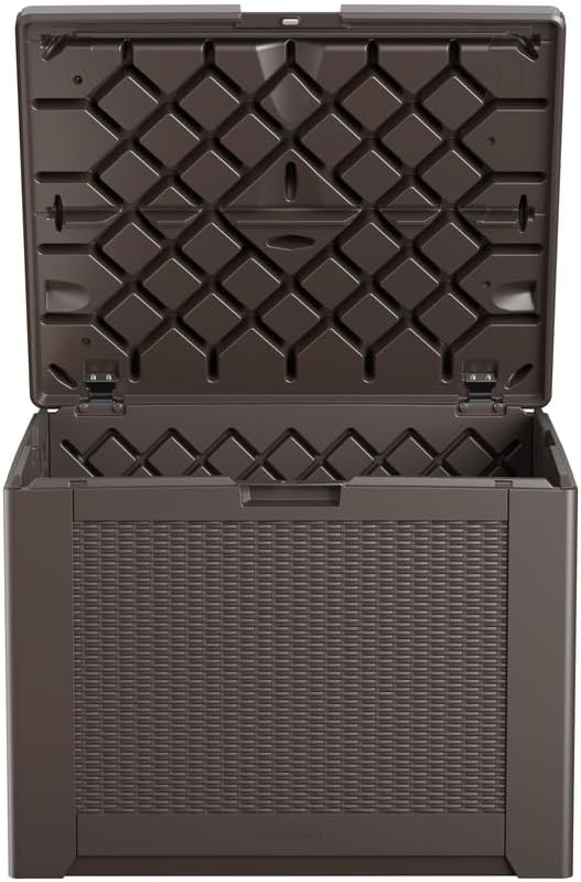 image:imageRubbermaid Medium Resin Outdoor Storage Deck Box 74 Gal Weather Resistant Gray Deck Organization for HomeBackyardPool ChemicalsToysGarden ToolsPorchPatio CushionsBrown
