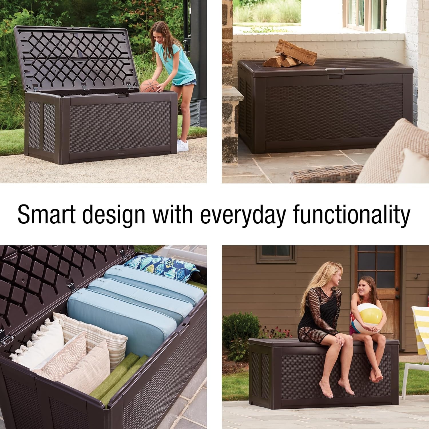 image:imageRubbermaid Medium Resin Outdoor Storage Deck Box 74 Gal Weather Resistant Gray Deck Organization for HomeBackyardPool ChemicalsToysGarden ToolsPorchPatio CushionsBrown