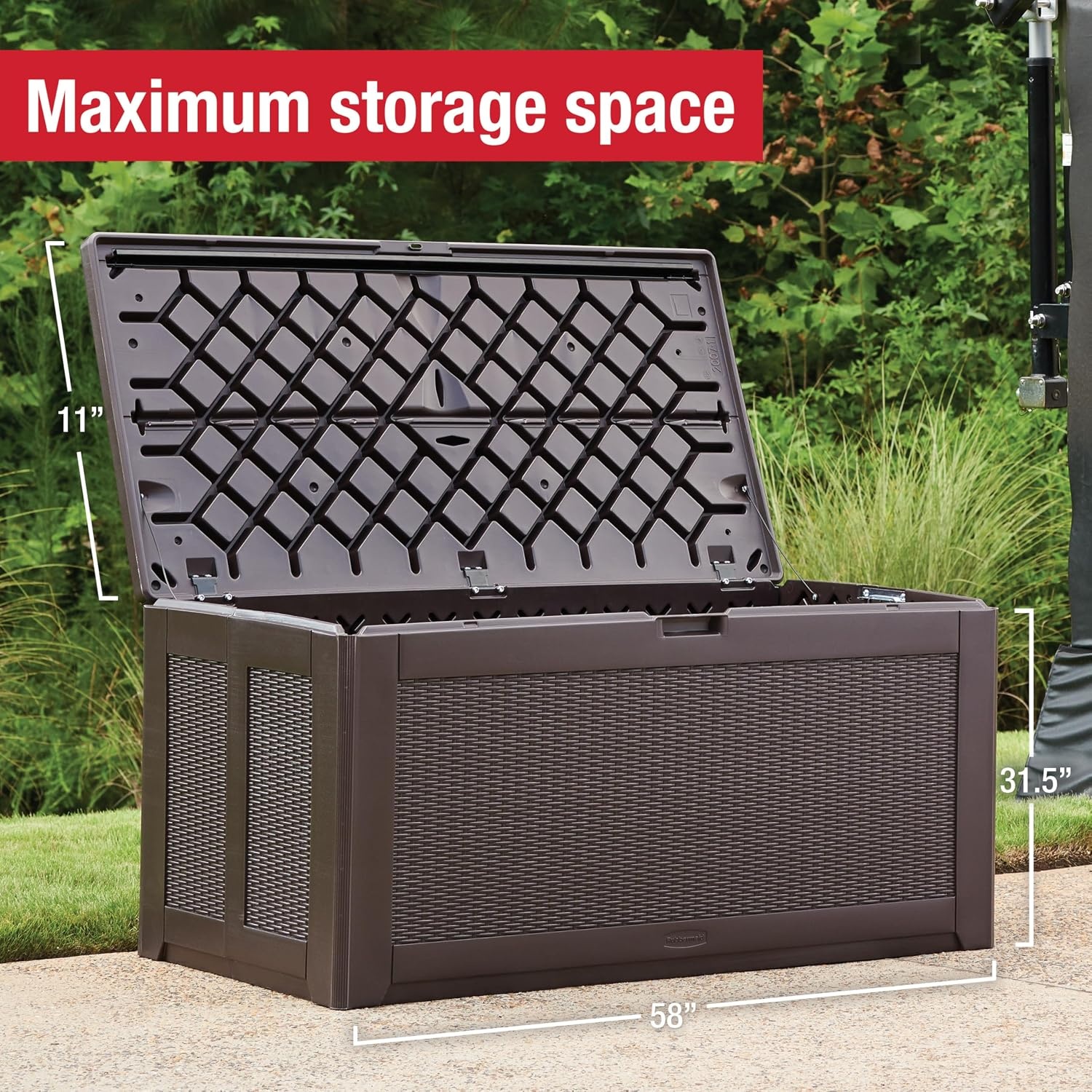 image:imageRubbermaid Medium Resin Outdoor Storage Deck Box 74 Gal Weather Resistant Gray Deck Organization for HomeBackyardPool ChemicalsToysGarden ToolsPorchPatio CushionsBrown