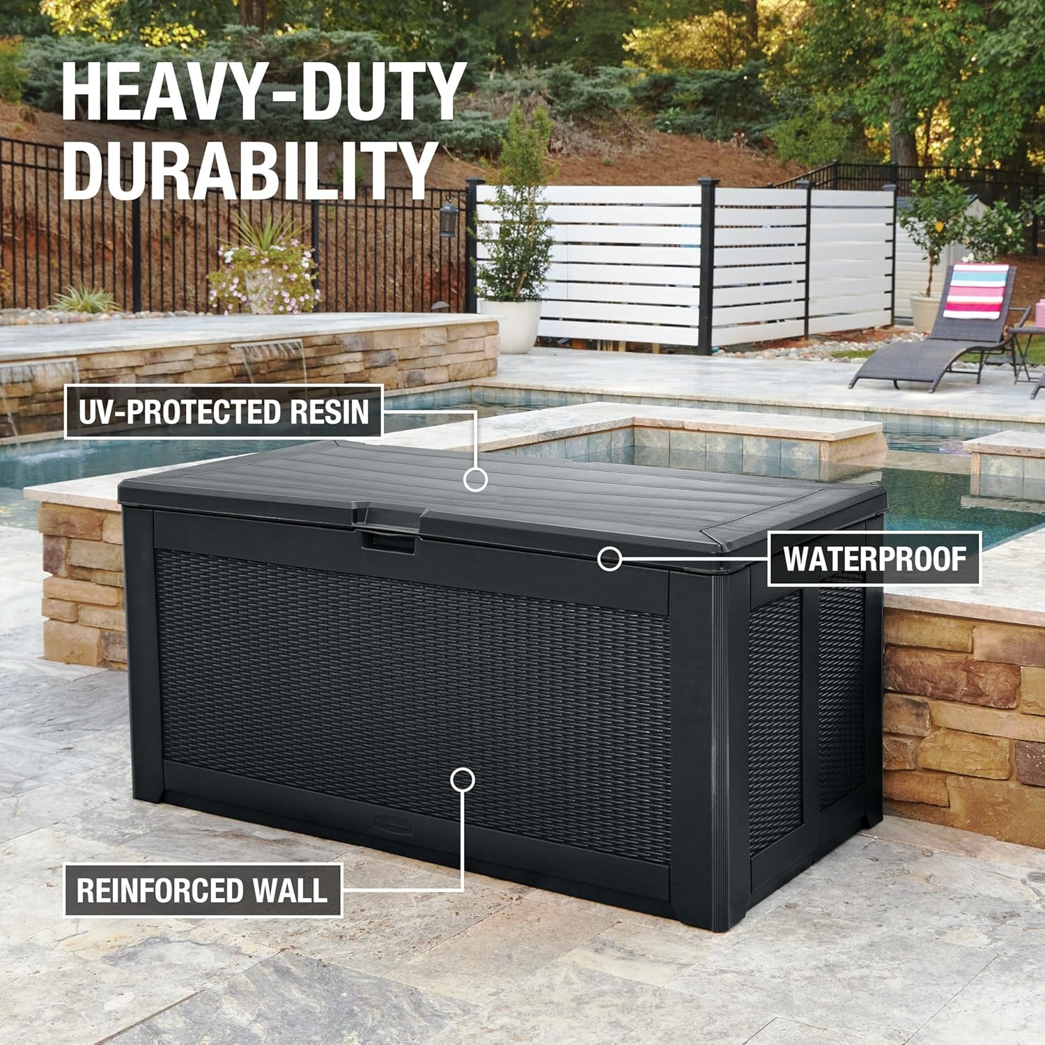 image:imageRubbermaid Medium Resin Outdoor Storage Deck Box 74 Gal Weather Resistant Gray Deck Organization for HomeBackyardPool ChemicalsToysGarden ToolsPorchPatio CushionsCharcoal