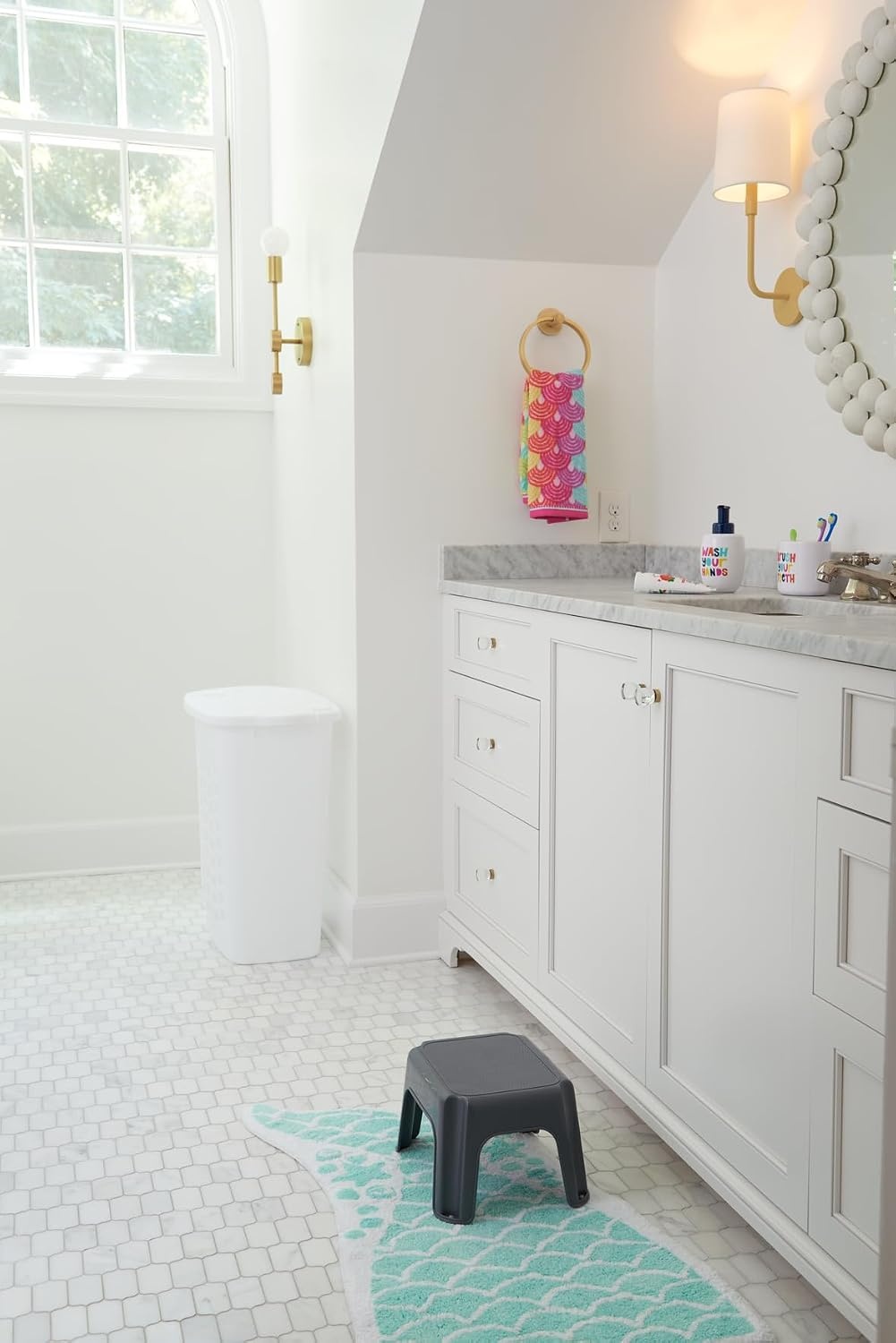 image:imageRubbermaid OneStep Stool Bisque Holds up to 200 Pounds 7 Height Gray Durable Step Stool for KidsBathroomHomeOfficeGarage