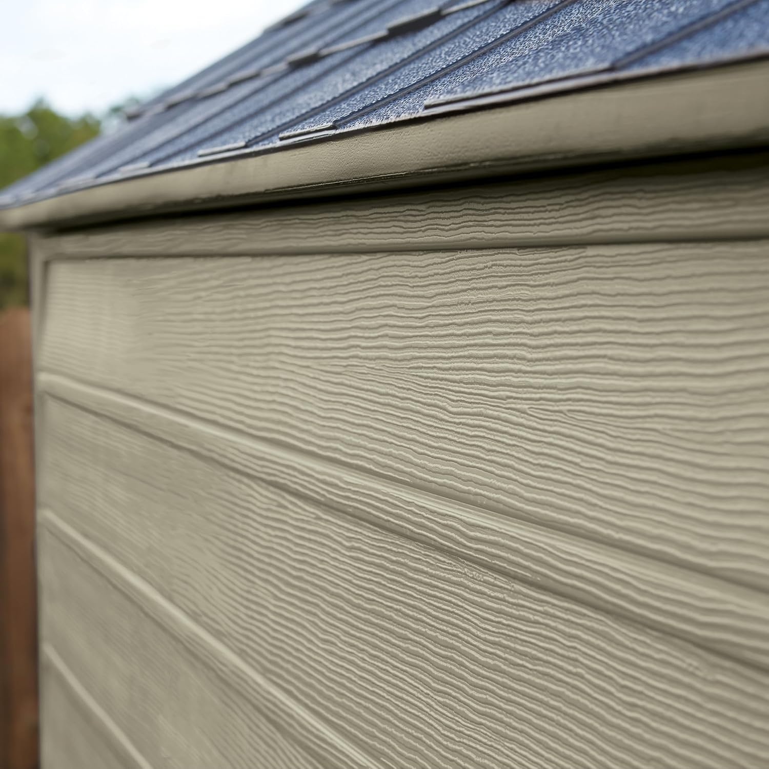 image:imageRubbermaid Resin Outdoor Storage Shed With Floor 7 x 35 Ft Weather Resistant BrownGrey Organization for HomeLawn MowerBackyard EquipmentBike StoragePool SuppliesLight Brown