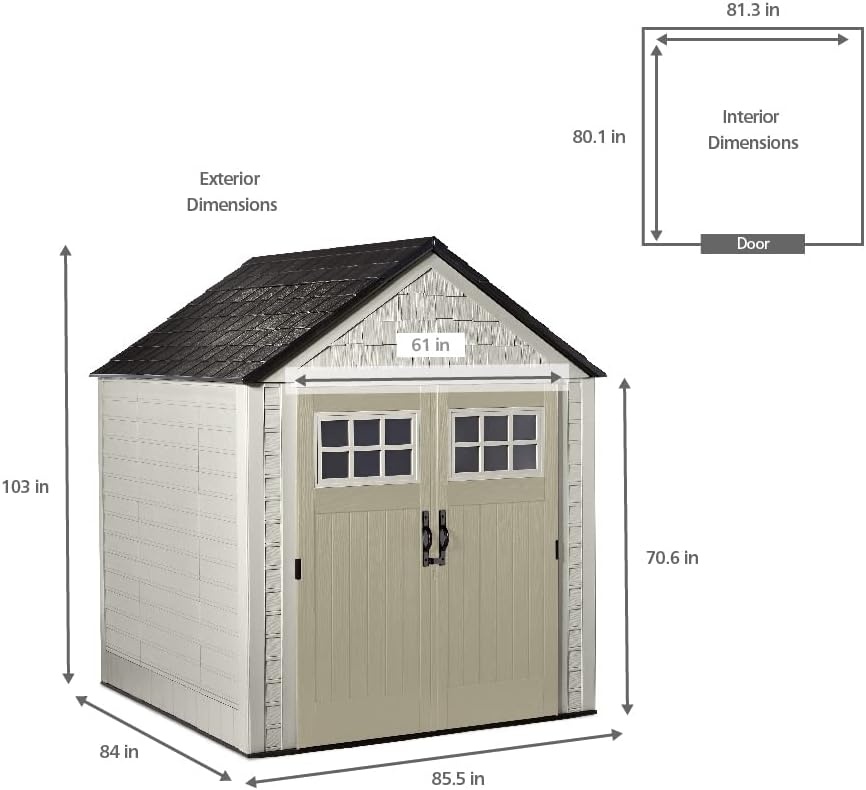 image:imageRubbermaid Resin Outdoor Storage Shed With Floor 7 x 35 Ft Weather Resistant BrownGrey Organization for HomeLawn MowerBackyard EquipmentBike StoragePool SuppliesBeige