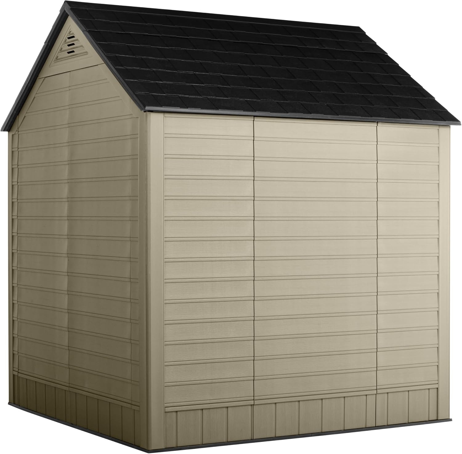 image:imageRubbermaid Resin Outdoor Storage Shed With Floor 7 x 35 Ft Weather Resistant BrownGrey Organization for HomeLawn MowerBackyard EquipmentBike StoragePool SuppliesLight Brown
