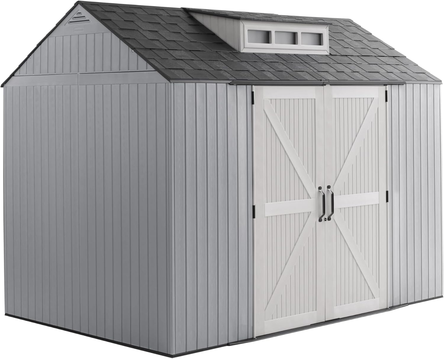 image:imageRubbermaid Resin Outdoor Storage Shed With Floor 7 x 35 Ft Weather Resistant BrownGrey Organization for HomeLawn MowerBackyard EquipmentBike StoragePool SuppliesGray