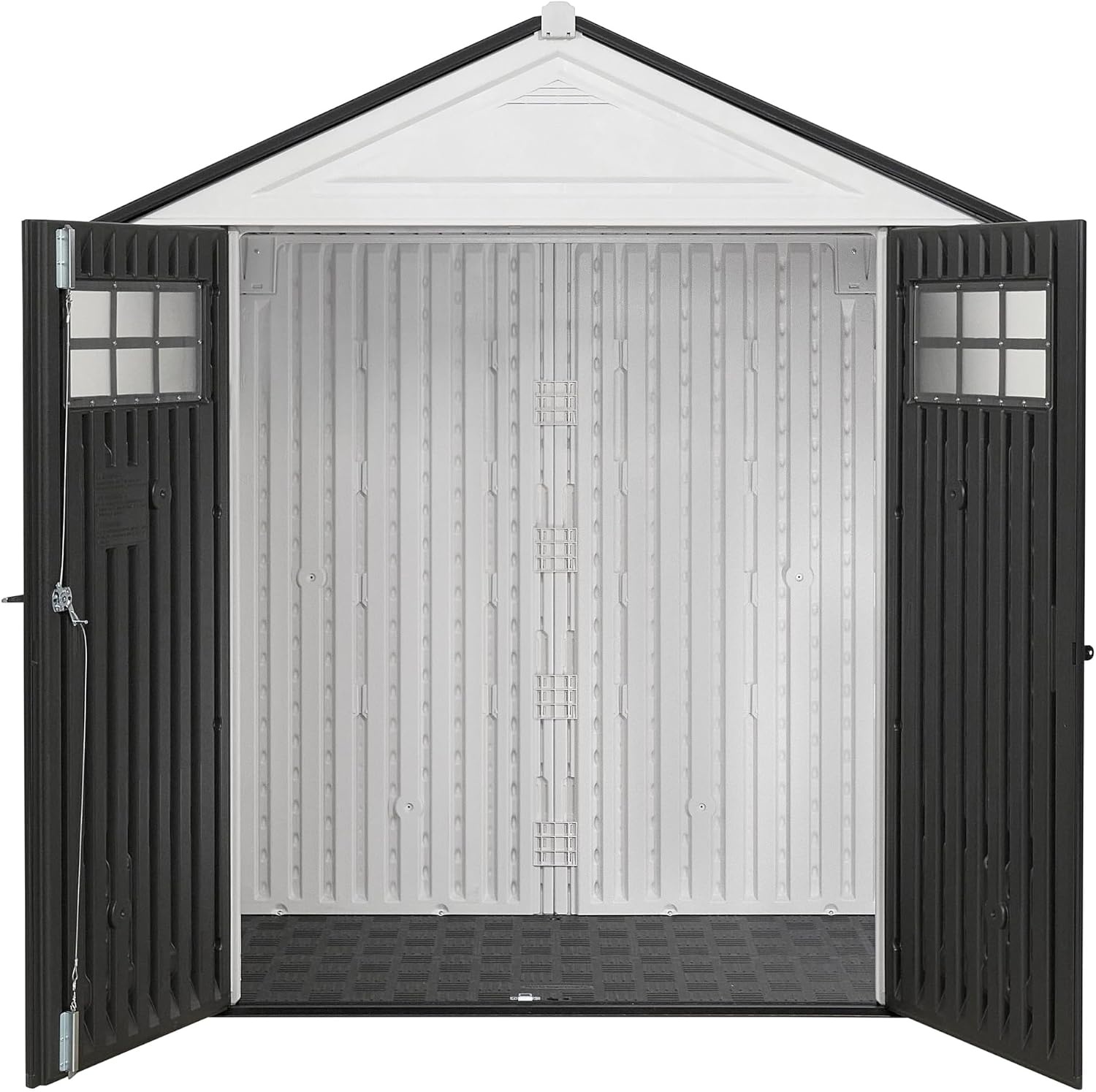 image:imageRubbermaid Resin Outdoor Storage Shed With Floor 7 x 35 Ft Weather Resistant BrownGrey Organization for HomeLawn MowerBackyard EquipmentBike StoragePool SuppliesWinter Fog
