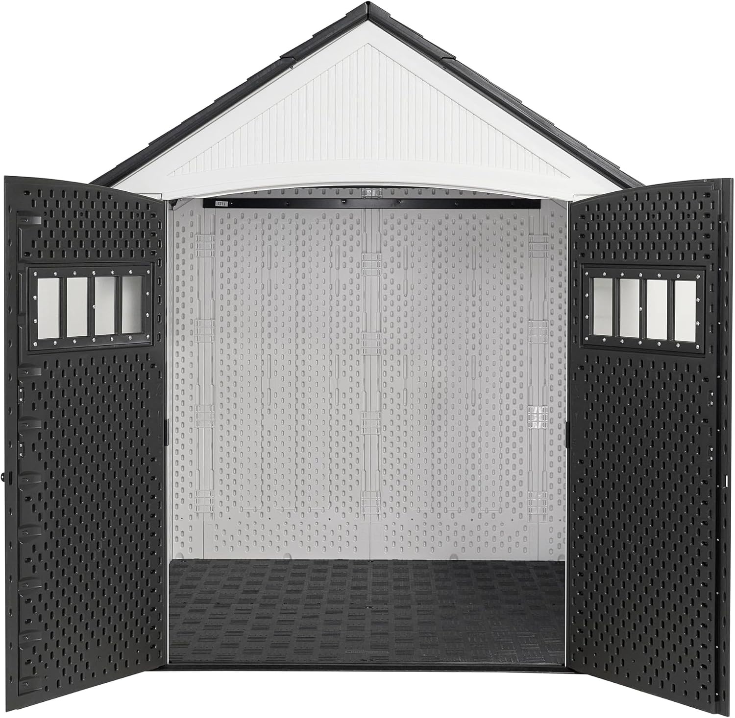 image:imageRubbermaid Resin Outdoor Storage Shed With Floor 7 x 35 Ft Weather Resistant BrownGrey Organization for HomeLawn MowerBackyard EquipmentBike StoragePool SuppliesWinter Fog