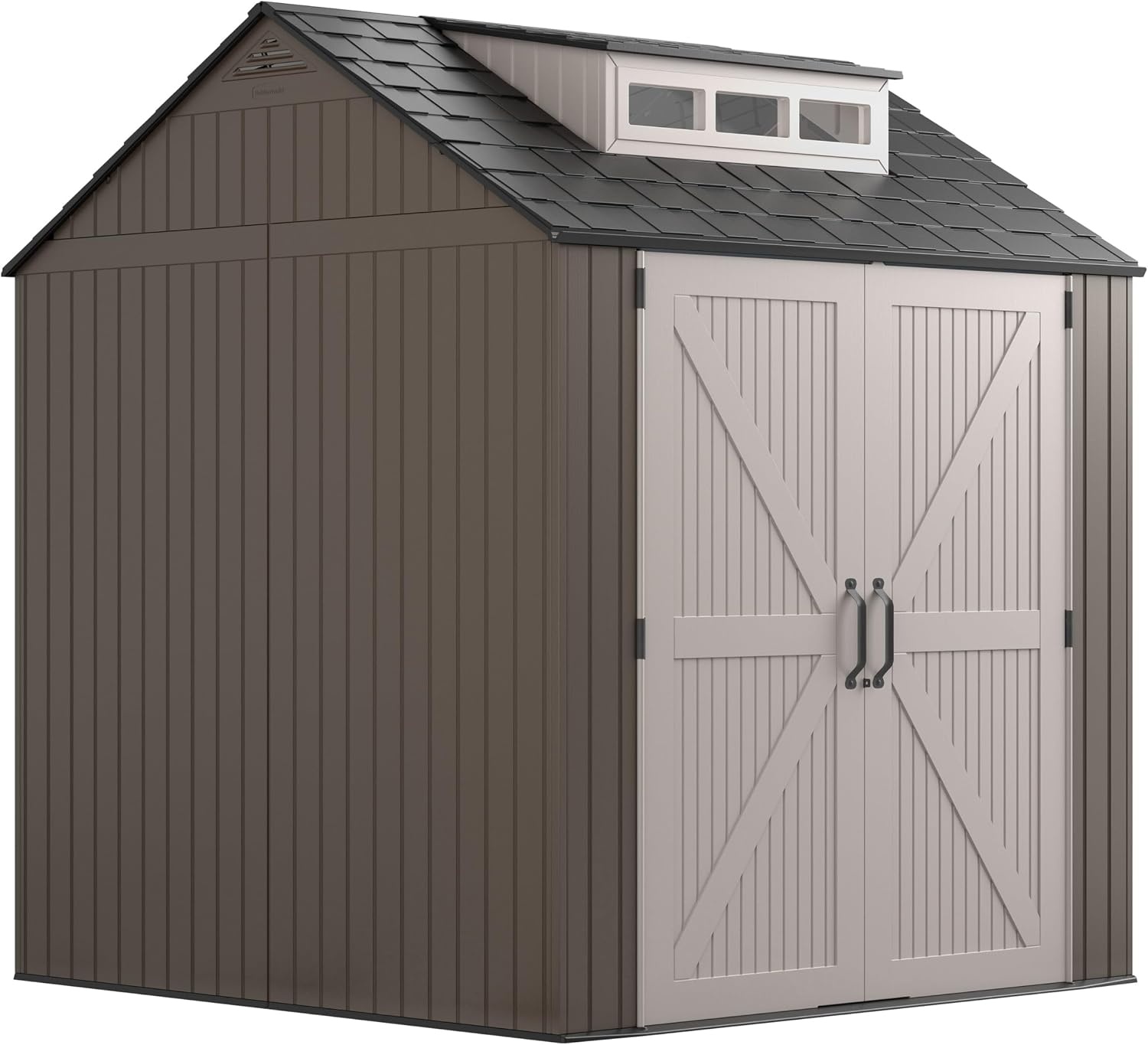 image:imageRubbermaid Resin Outdoor Storage Shed With Floor 7 x 35 Ft Weather Resistant BrownGrey Organization for HomeLawn MowerBackyard EquipmentBike StoragePool SuppliesBrown