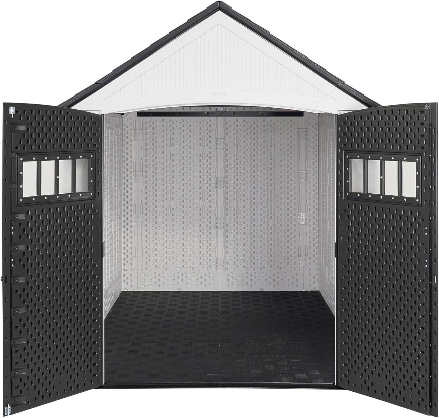 image:imageRubbermaid Resin Outdoor Storage Shed With Floor 7 x 35 Ft Weather Resistant BrownGrey Organization for HomeLawn MowerBackyard EquipmentBike StoragePool SuppliesWinter Fog