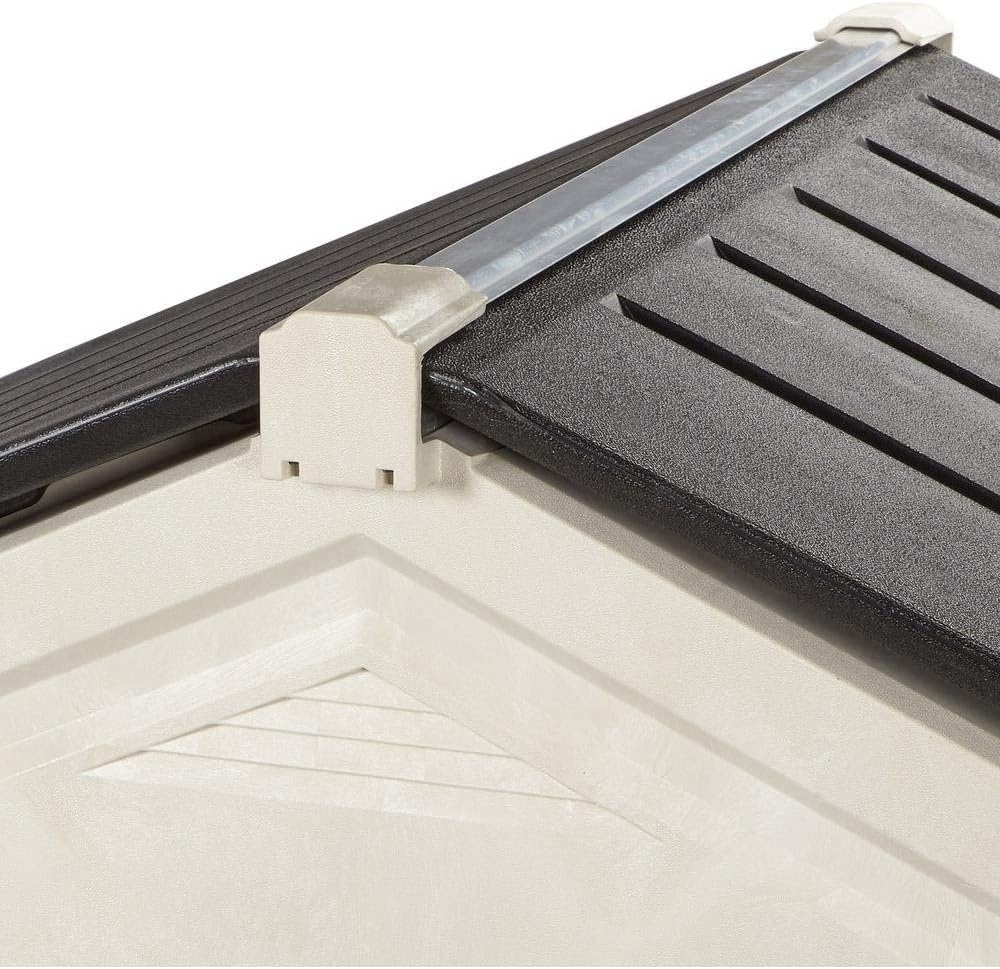 image:imageRubbermaid Resin Outdoor Storage Shed With Floor 7 x 35 Ft Weather Resistant BrownGrey Organization for HomeLawn MowerBackyard EquipmentBike StoragePool SuppliesBeige