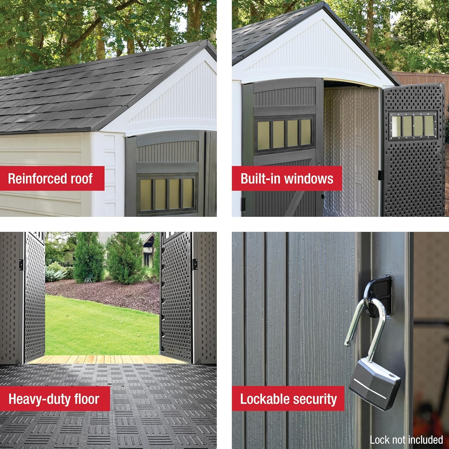 image:imageRubbermaid Resin Outdoor Storage Shed With Floor 7 x 35 Ft Weather Resistant BrownGrey Organization for HomeLawn MowerBackyard EquipmentBike StoragePool SuppliesWinter Fog