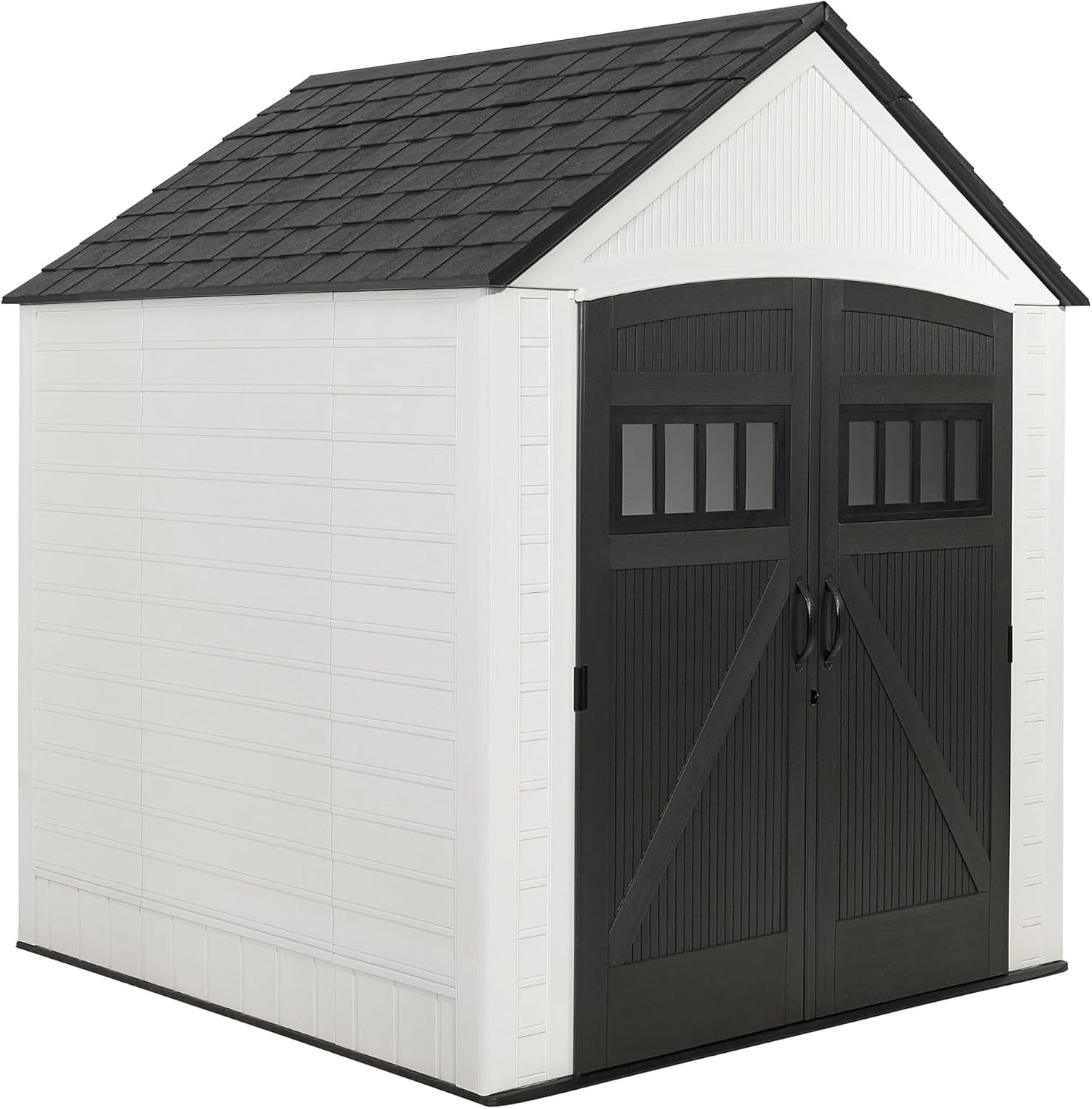 image:imageRubbermaid Resin Outdoor Storage Shed With Floor 7 x 35 Ft Weather Resistant BrownGrey Organization for HomeLawn MowerBackyard EquipmentBike StoragePool SuppliesWinter Fog