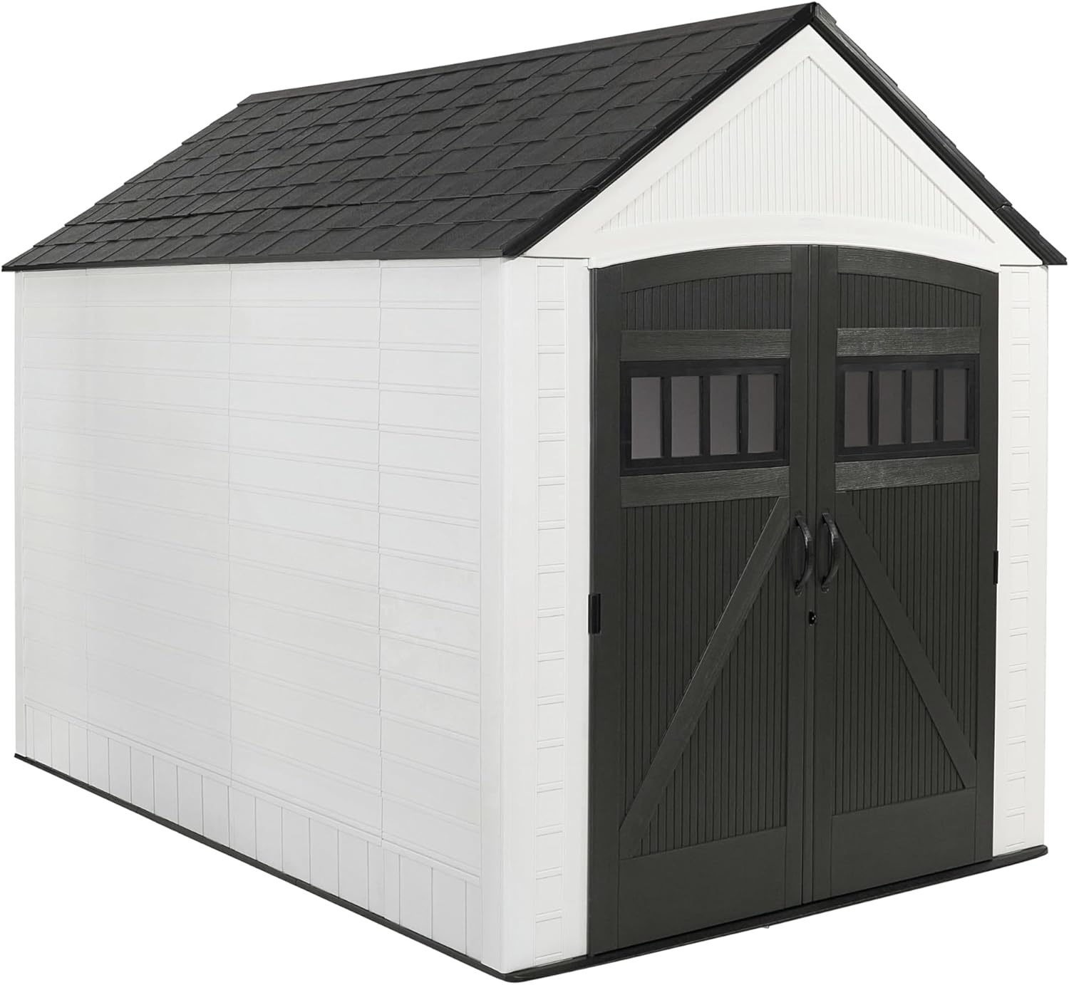 image:imageRubbermaid Resin Outdoor Storage Shed With Floor 7 x 35 Ft Weather Resistant BrownGrey Organization for HomeLawn MowerBackyard EquipmentBike StoragePool SuppliesWinter Fog