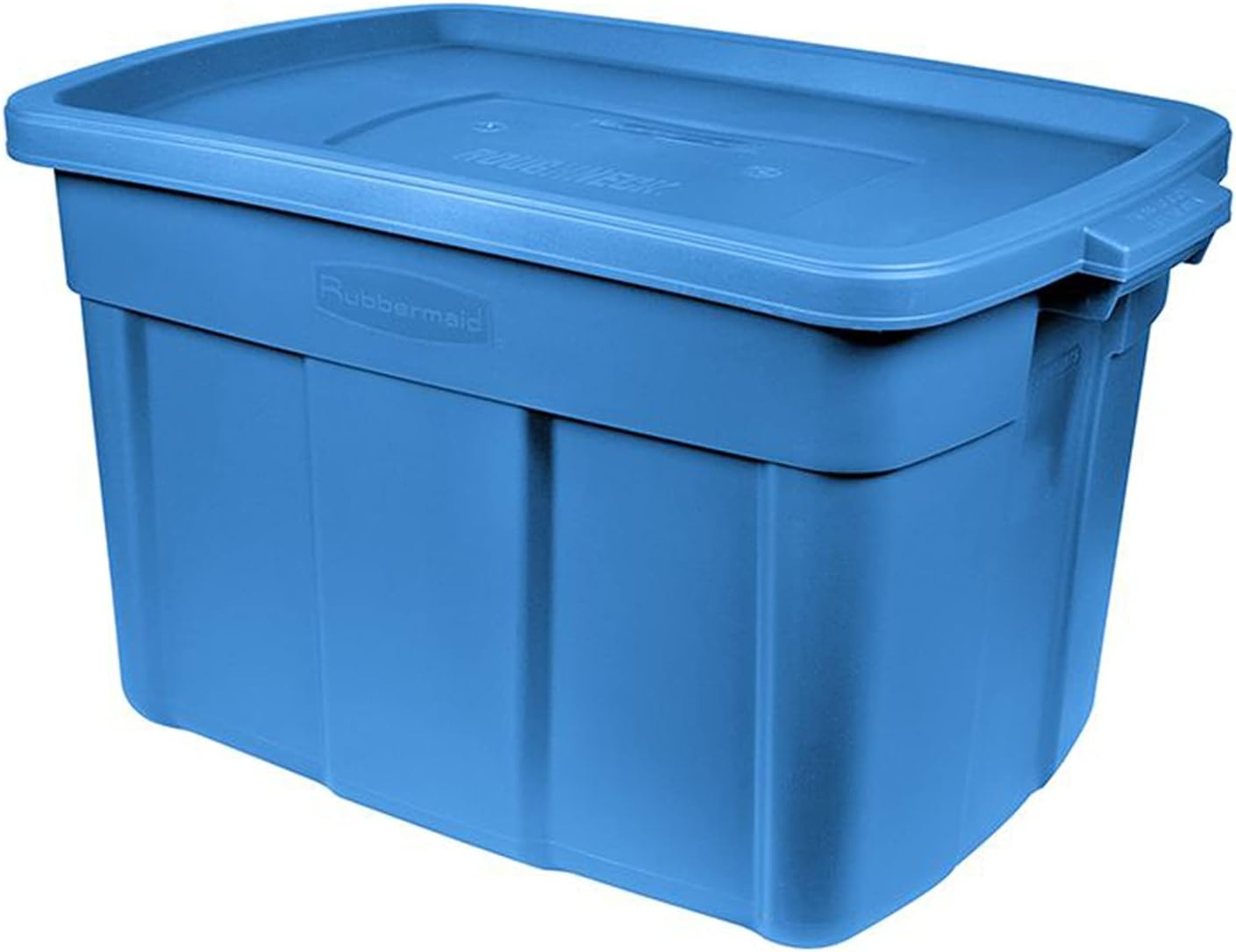 image:imageRubbermaid Roughneck Tote 10 Gal 6 Pack Made in USA Heritage Blue Rugged Plastic Stackable Storage Bins with Lids and Handles18 Gal 6 Pack