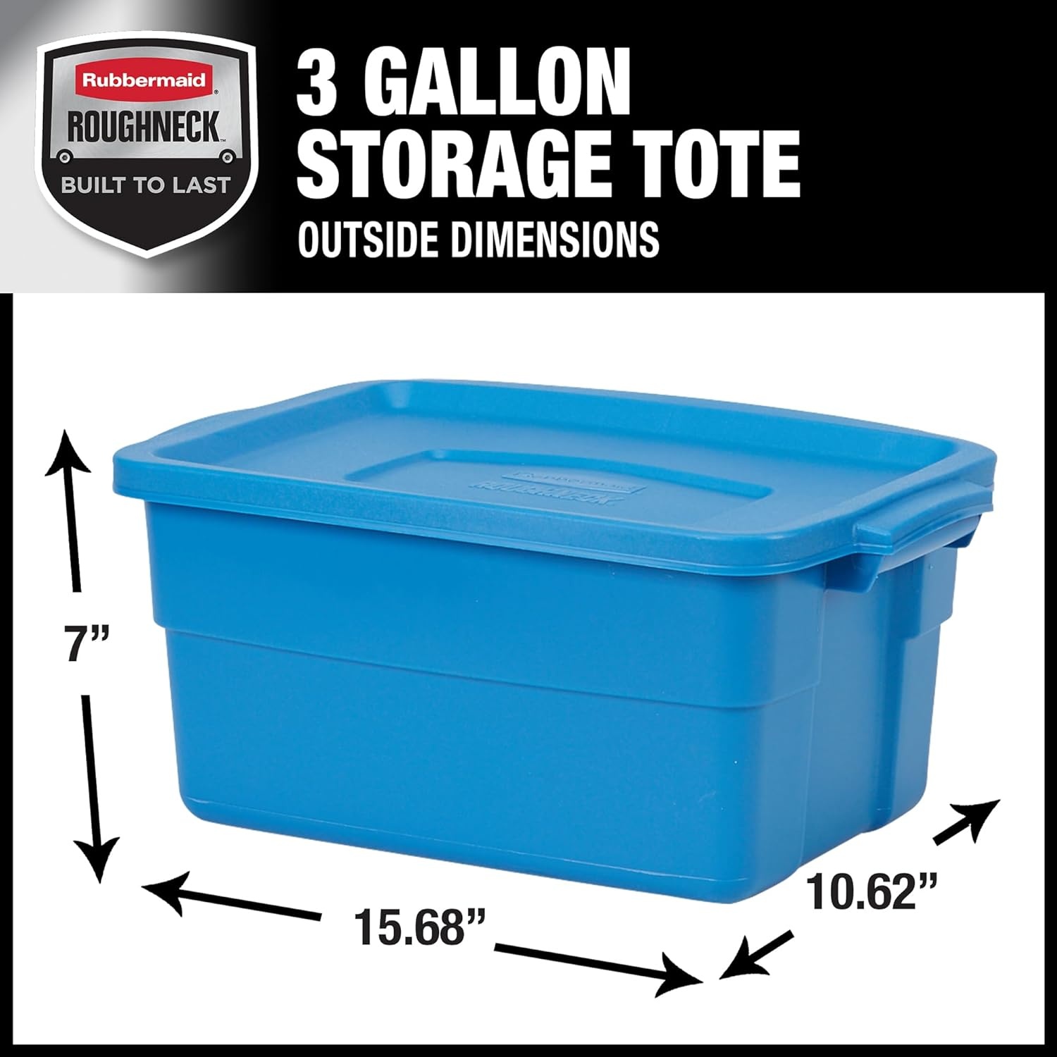 image:imageRubbermaid Roughneck Tote 10 Gal 6 Pack Made in USA Heritage Blue Rugged Plastic Stackable Storage Bins with Lids and Handles3 Gal 6 Pack