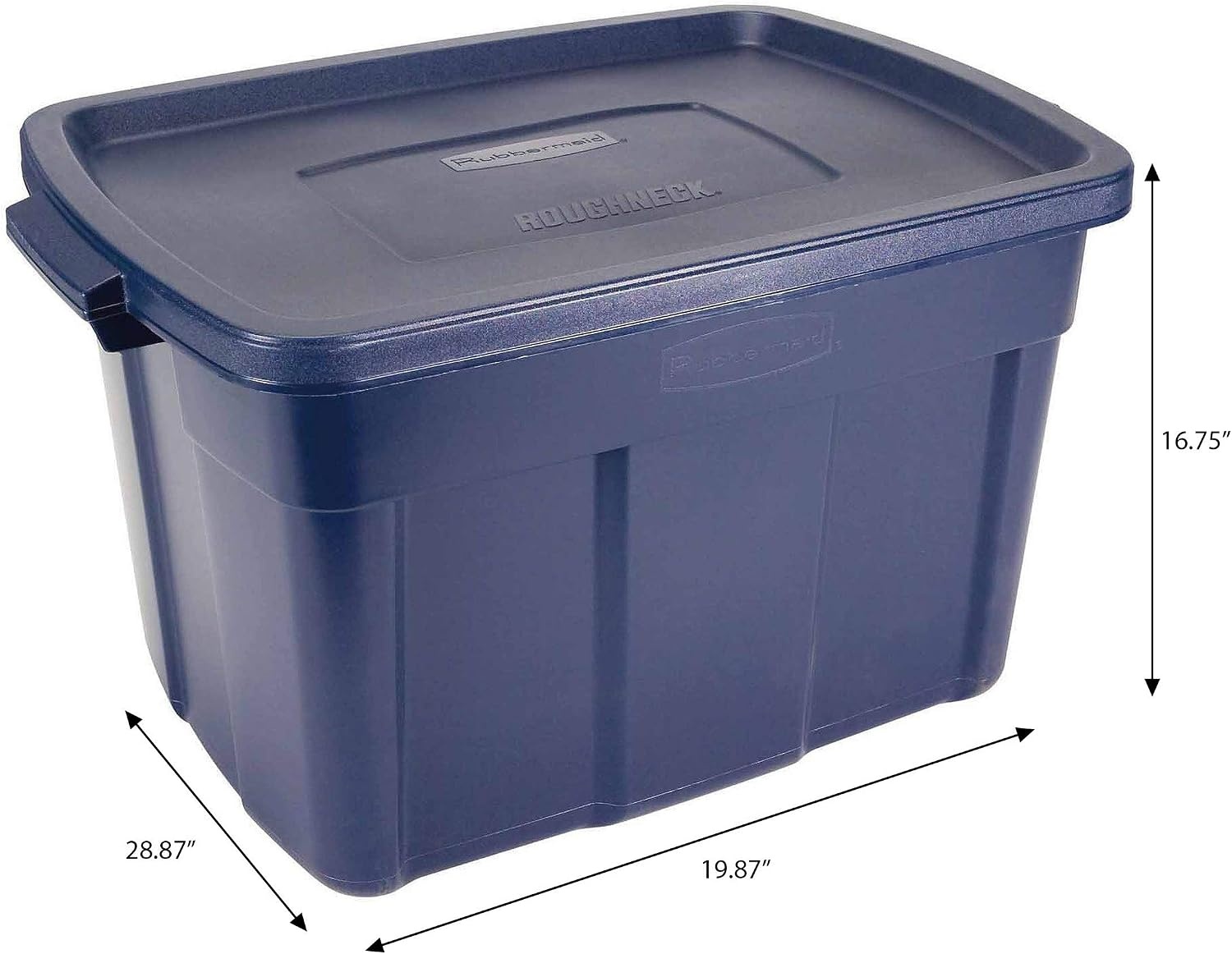 image:imageRubbermaid Roughneck Tote 50 Gal 2 Pack Made in USA Dark Indigo Metallic Rugged Plastic Stackable Storage Bins with Lids and Handles25 Gal 4 Pack