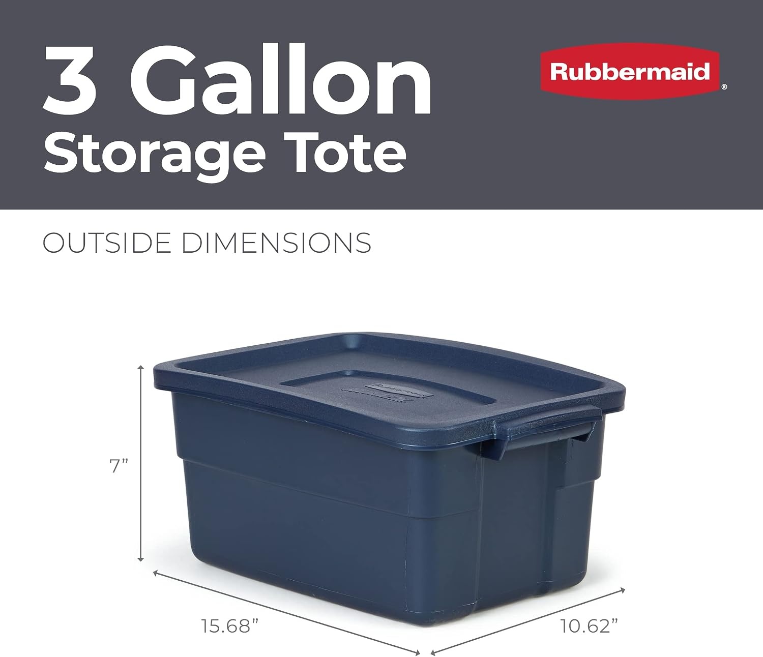 image:imageRubbermaid Roughneck Tote 50 Gal 2 Pack Made in USA Dark Indigo Metallic Rugged Plastic Stackable Storage Bins with Lids and Handles3 Gal 6 Pack