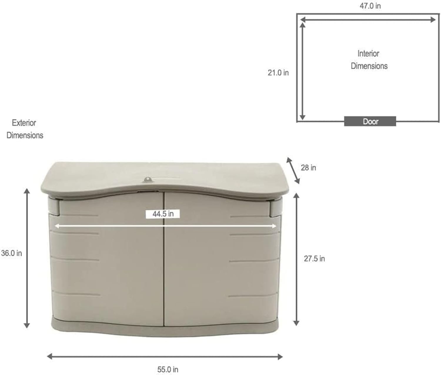image:imageRubbermaid Small Horizontal Resin Outdoor Storage Shed With Floor 45 x 3 Ft Weather Resistant BeigeBrown Organization for HomeBackyardPool ChemicalsToysGarden ToolsPorchPatio CushionsSmall Horizontal Shed