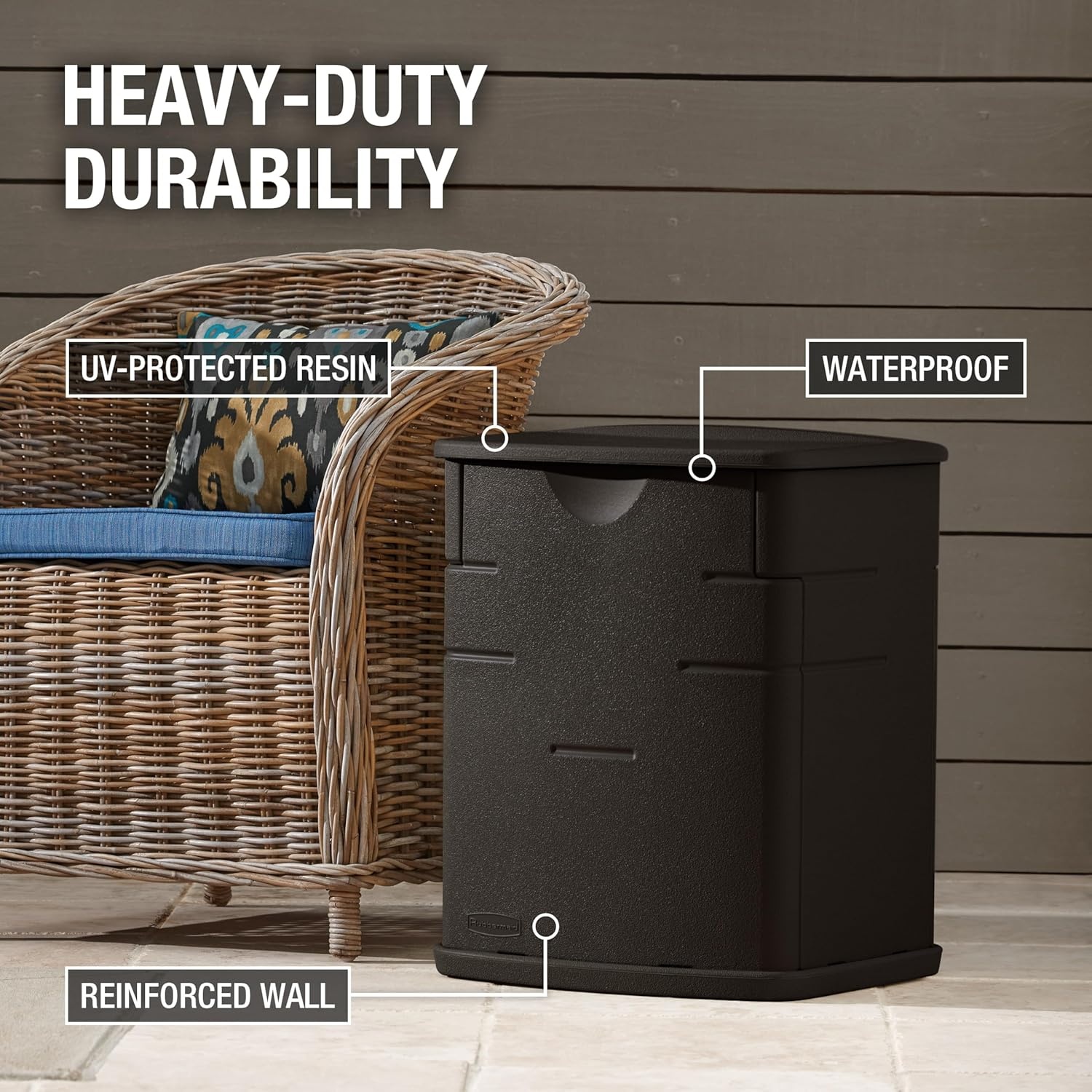 image:imageRubbermaid Small Resin Outdoor Storage Deck Box 19 Gal Weather Resistant Brown Deck Organization for HomeSmall Garden ToolsGrilling AccessoriesPool Supplies