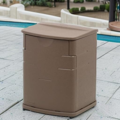 image:imageRubbermaid Small Resin Outdoor Storage Deck Box 19 Gal Weather Resistant Brown Deck Organization for HomeSmall Garden ToolsGrilling AccessoriesPool Supplies