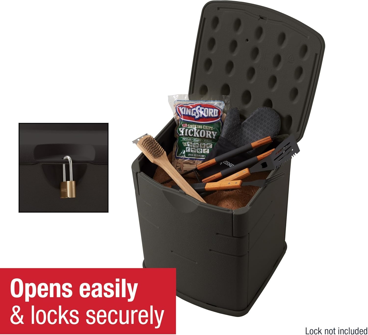 image:imageRubbermaid Small Resin Outdoor Storage Deck Box 19 Gal Weather Resistant Brown Deck Organization for HomeSmall Garden ToolsGrilling AccessoriesPool Supplies