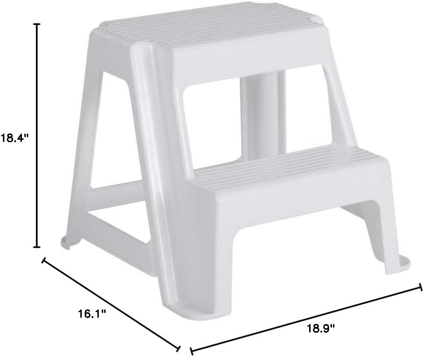 image:imageRubbermaid TwoStep Folding Foot Stool 14Inch High Gray 300Pound Capacity Small Step Stool for AdultsKids for Use in LibraryKitchenBathroomGarageClosetWhite