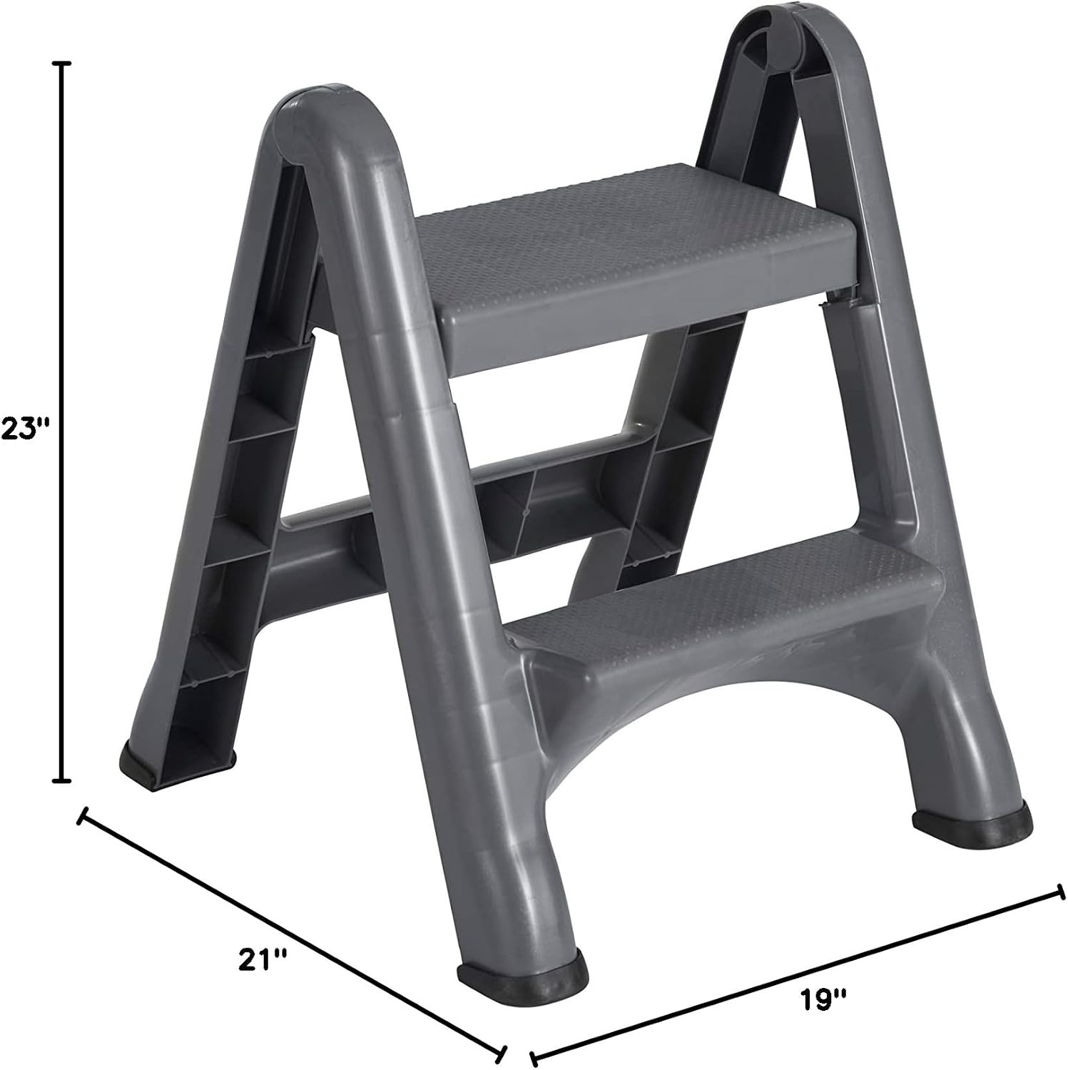 image:imageRubbermaid TwoStep Folding Foot Stool 14Inch High Gray 300Pound Capacity Small Step Stool for AdultsKids for Use in LibraryKitchenBathroomGarageClosetGray