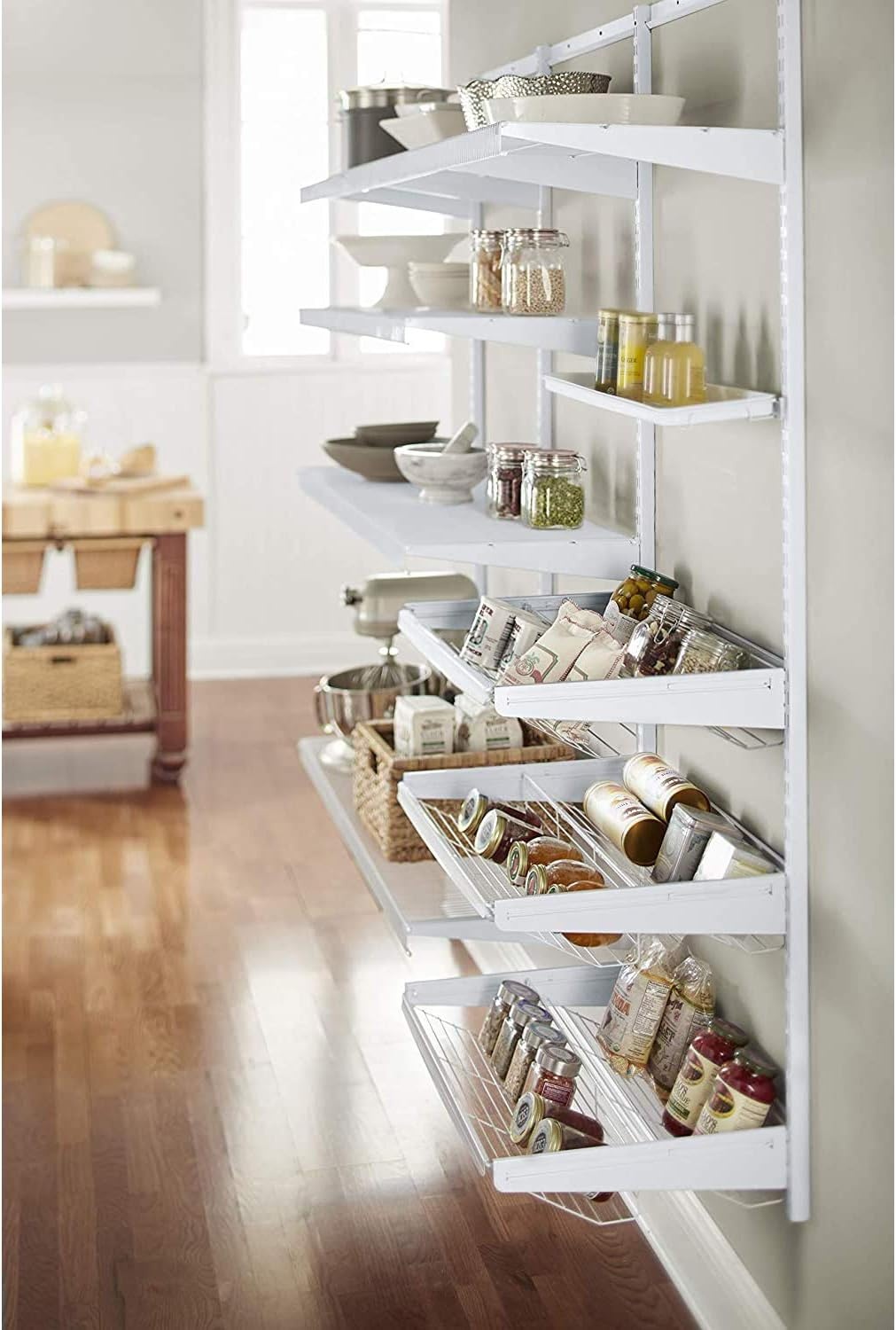 image:imageRubbermaid White Fasttrack Closet SlideOut Tiered Organizing Shelf 2060354