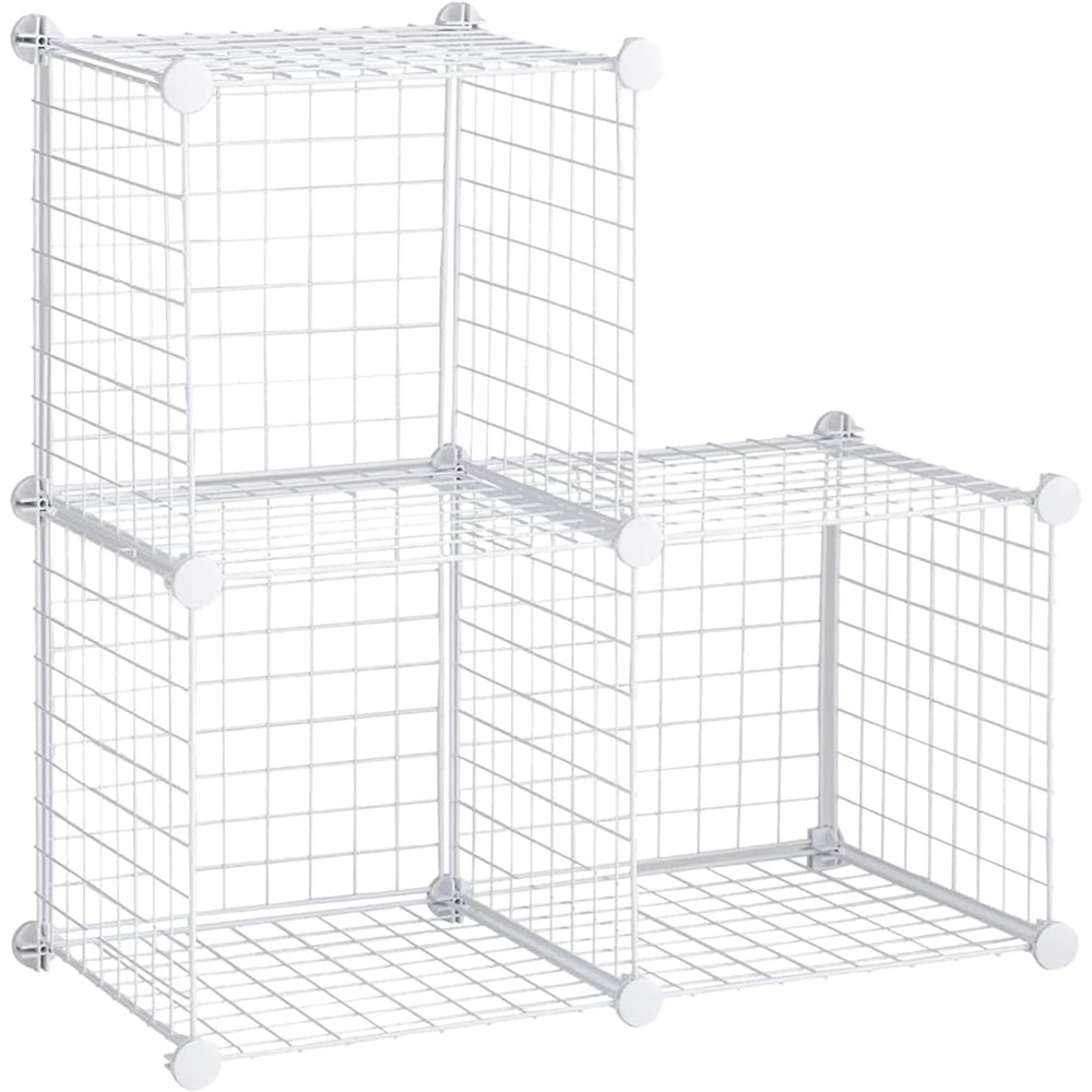 image:imageRubbermaid 3 Piece Storage Wire Stackable Cube Set Easy Assemble White for ClosetBookshelfToys MultiUse Home OrganizerStorage Cubes