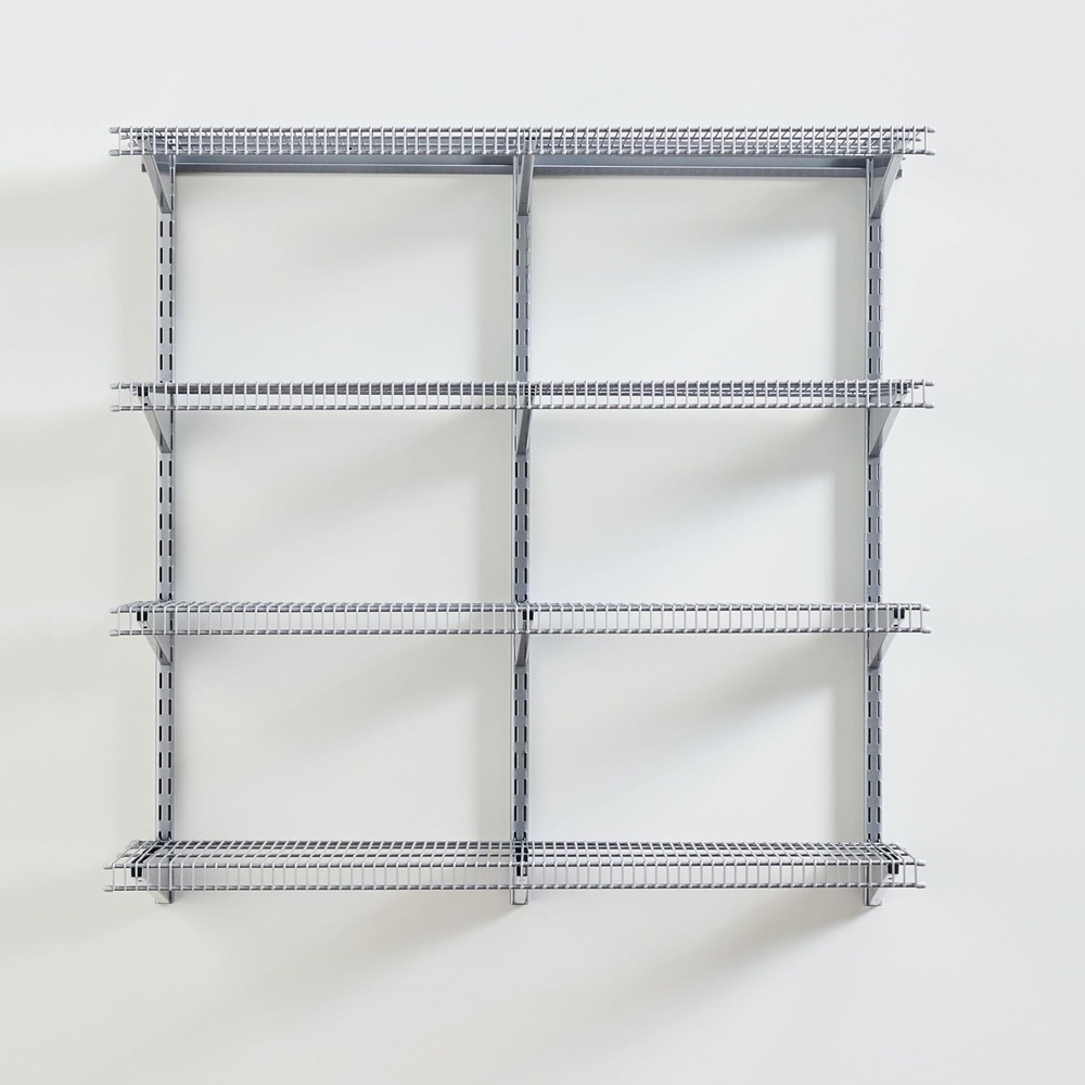 image:imageRubbermaid 36 Pantry Organization Shelf System Direct Wall Mount 4 Shelves and Mounting Hardware Kit Included White Wire Shelving System for HomePantryClosetSatin Nickel