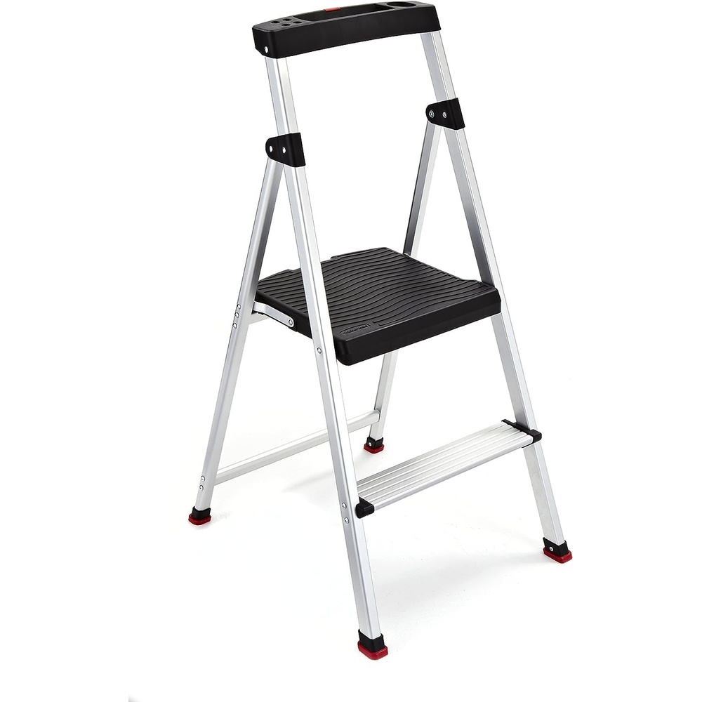 image:imageRubbermaid 3Step Ladder Aluminum Lightweight Folding Step Stool with Project Top Silver Tested to US Safety Standards No Assembly Required2Step